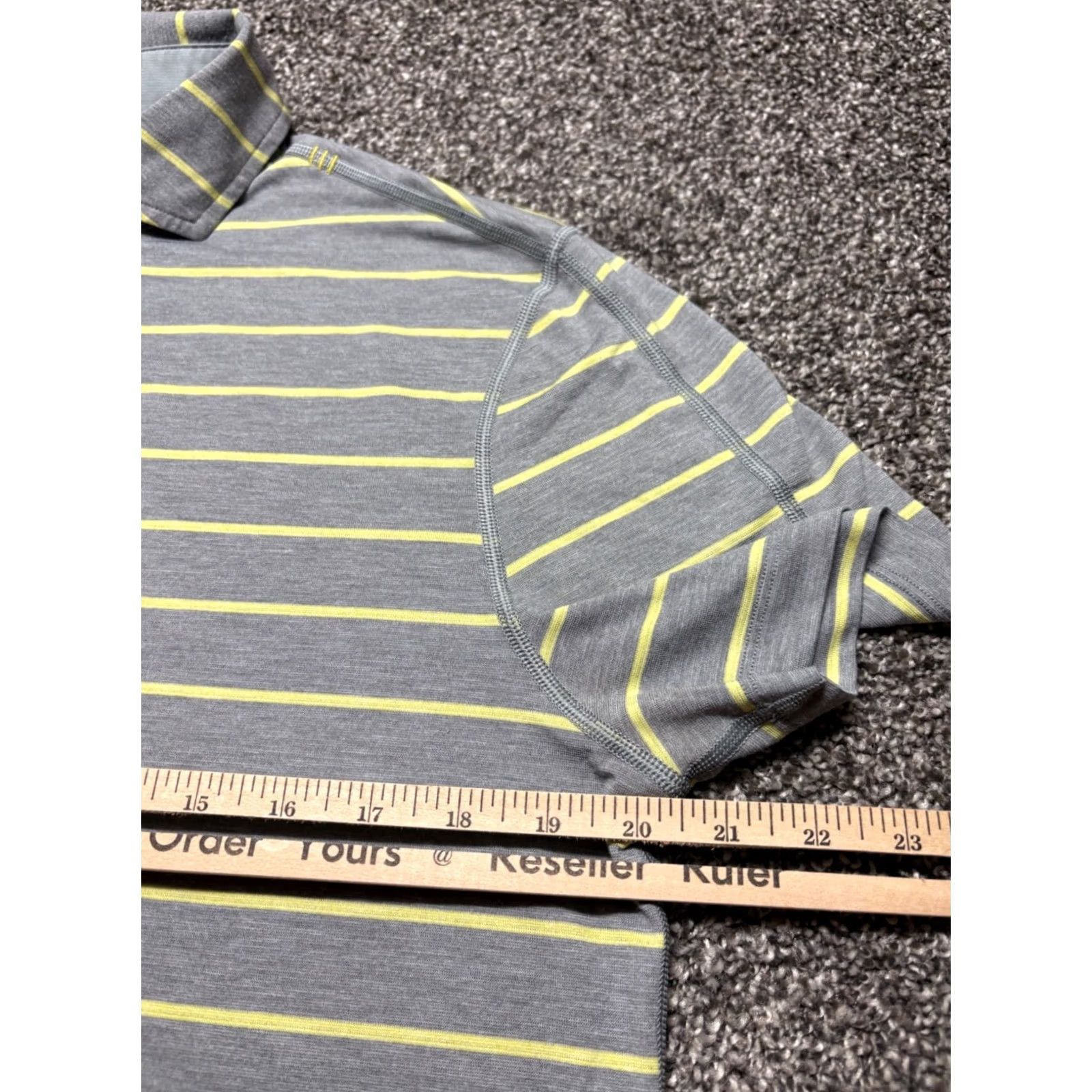 Lululemon Lululemon Evolution Polo Shirt Mens M Gray Yellow Striped Golf Athleisure Polo Shirt Size US M / EU 48-50 / 2 - 6 Thumbnail