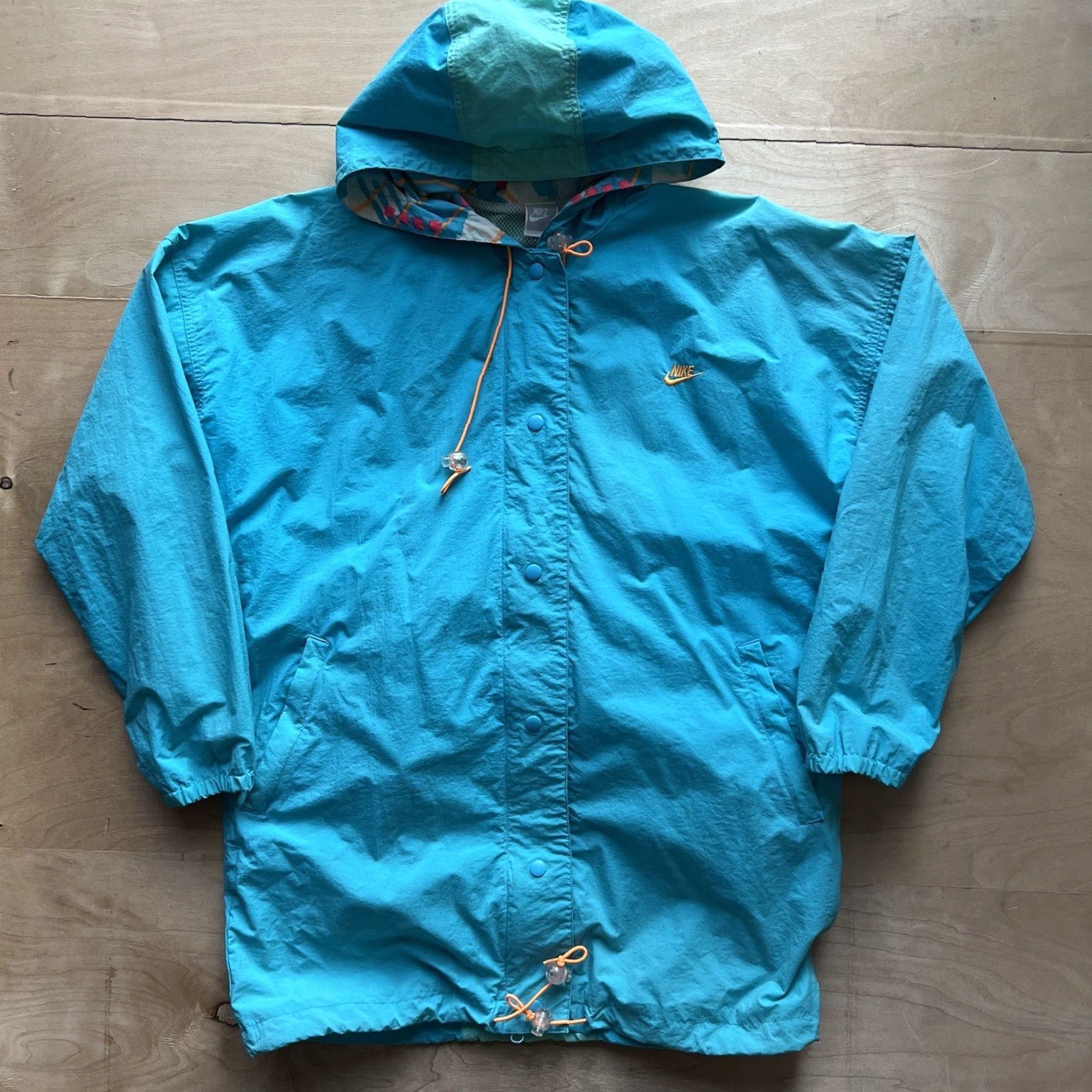 Nike VINTAGE Nike Jacket Medium Teal 90s Flight Windbreaker Sportswear Nike Air Classic Adults Mens Jacket Mid-Length Solid Blue Zip Stand-Up Collar Size US M / EU 48-50 / 2 - 2 Thumbnail