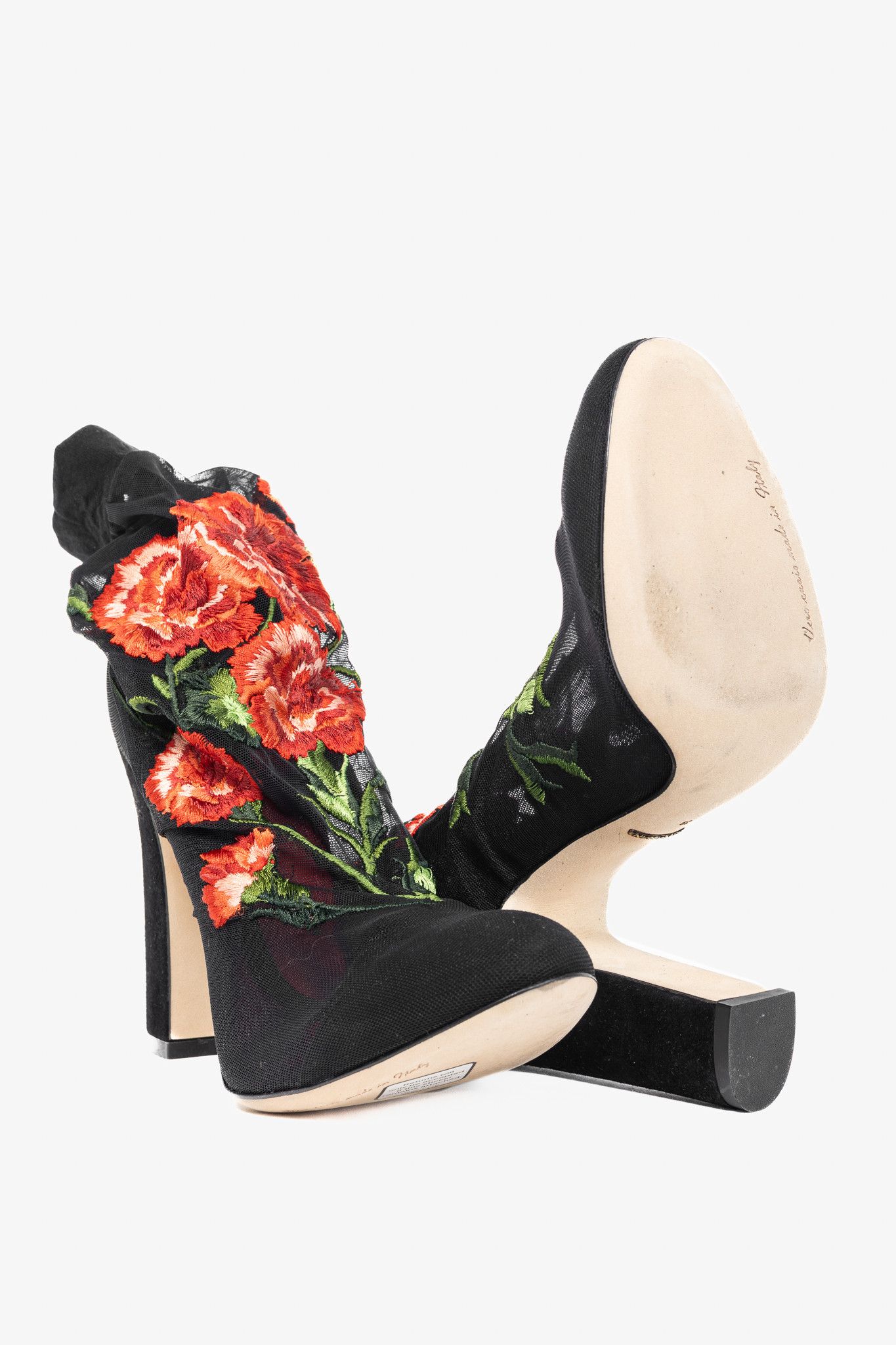 Dolce & Gabbana Dolce & Gabbana SS15 Runway Floral Mesh Suede Booties Size US 8.5 / IT 38.5 - 4 Thumbnail