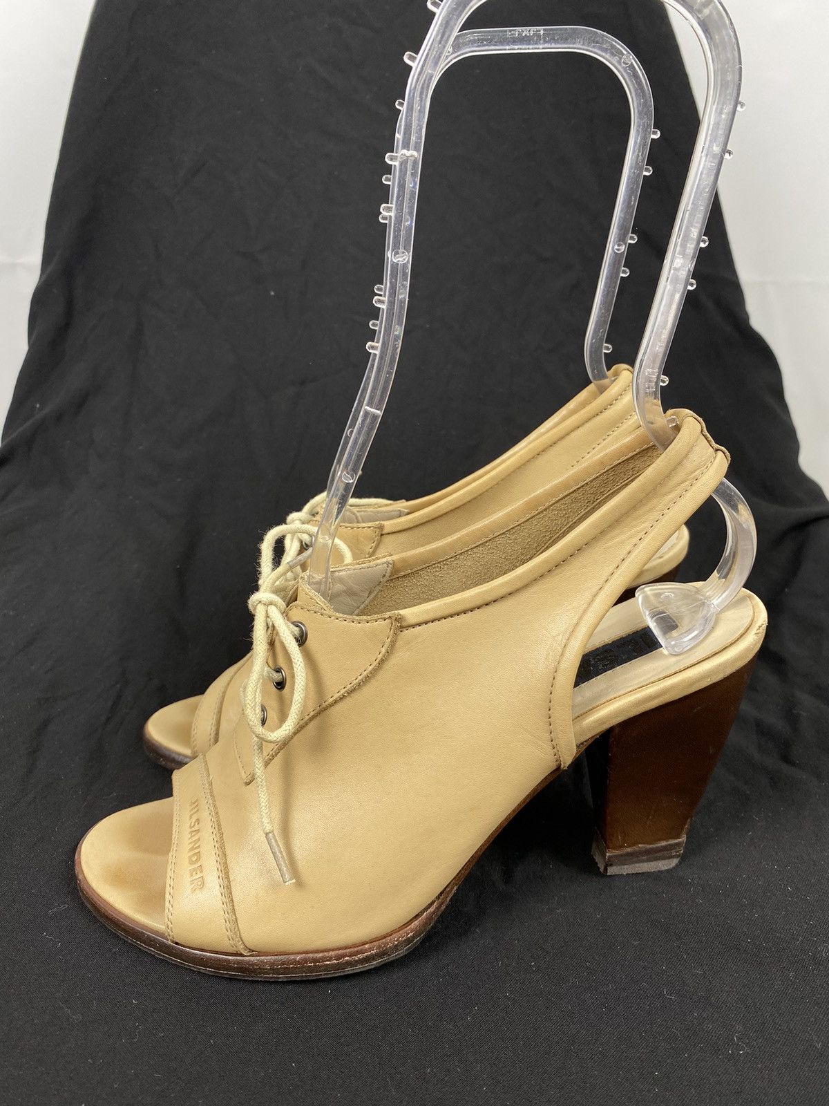 Jil Sander × Raf Simons × Vintage Jil Sander Peep Toe Lace Up Leather Slingback Pumps 37 Size US 7 / IT 37 - 4 Thumbnail