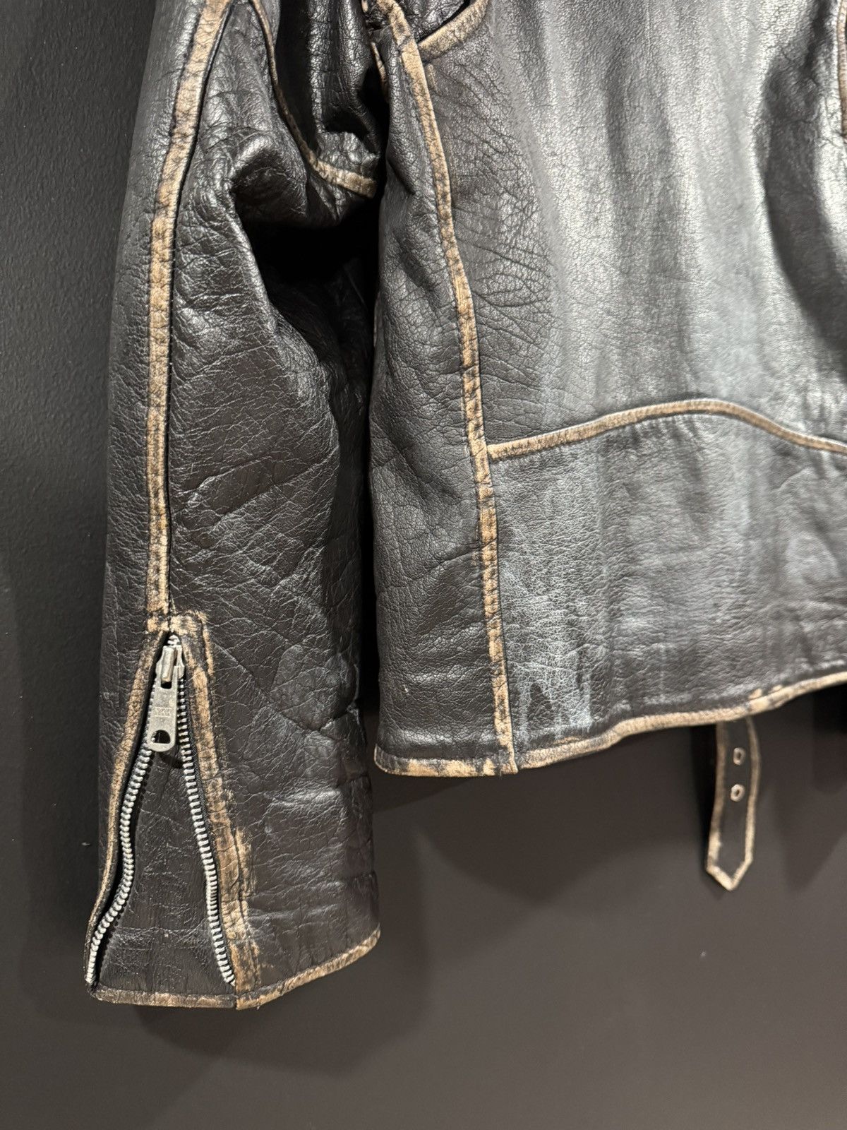Vintage 1990s Vintage UNIK Distressed Leather Motorcycle Jacket 42 Size US XS / EU 42 / 0 - 7 Thumbnail