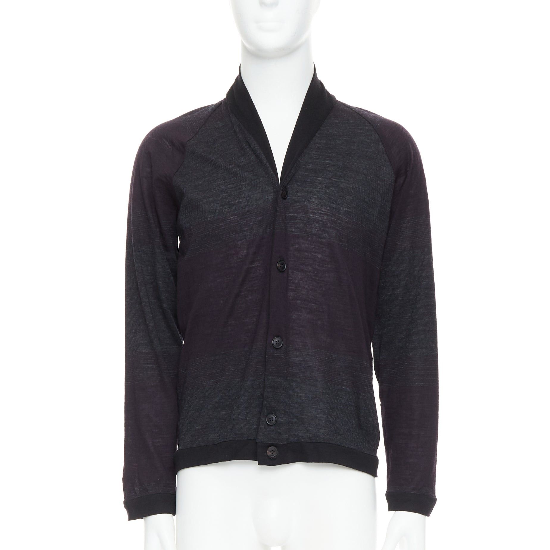 Stephan Schneider STEPHEN SCHNEIDER dark grey 100% wool gradient knit cardigan Sz4 M Size US M / EU 48-50 / 2 - 1 Thumbnail