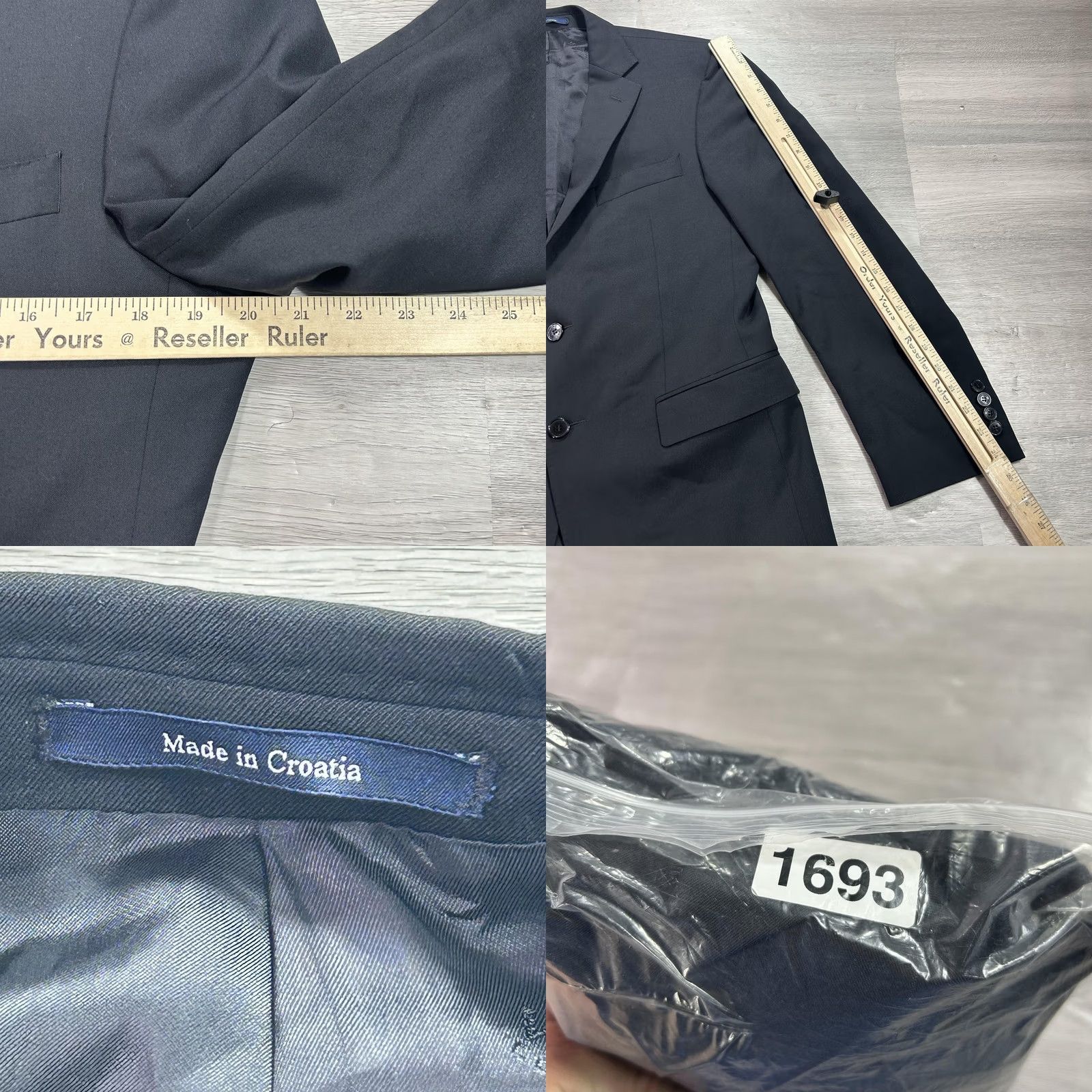 Vintage Versace Collection Suit Jacket Mens 48R Black Wool 2 Button Made In Croatia Size 48R - 8 Thumbnail