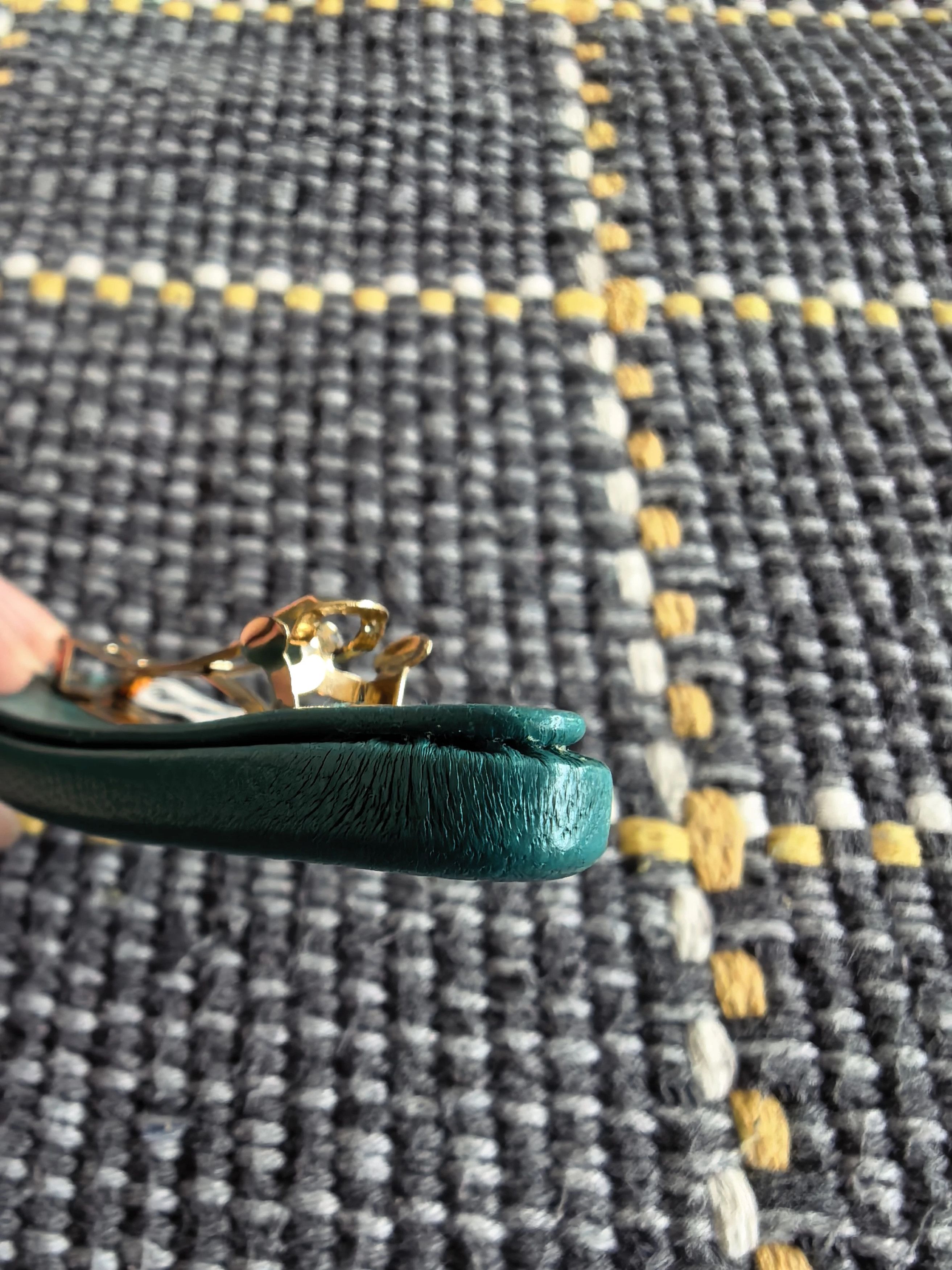 Miu Miu MIU MIU Deep Green Leather Hair Clip Gold Clasp Size ONE SIZE - 6 Thumbnail