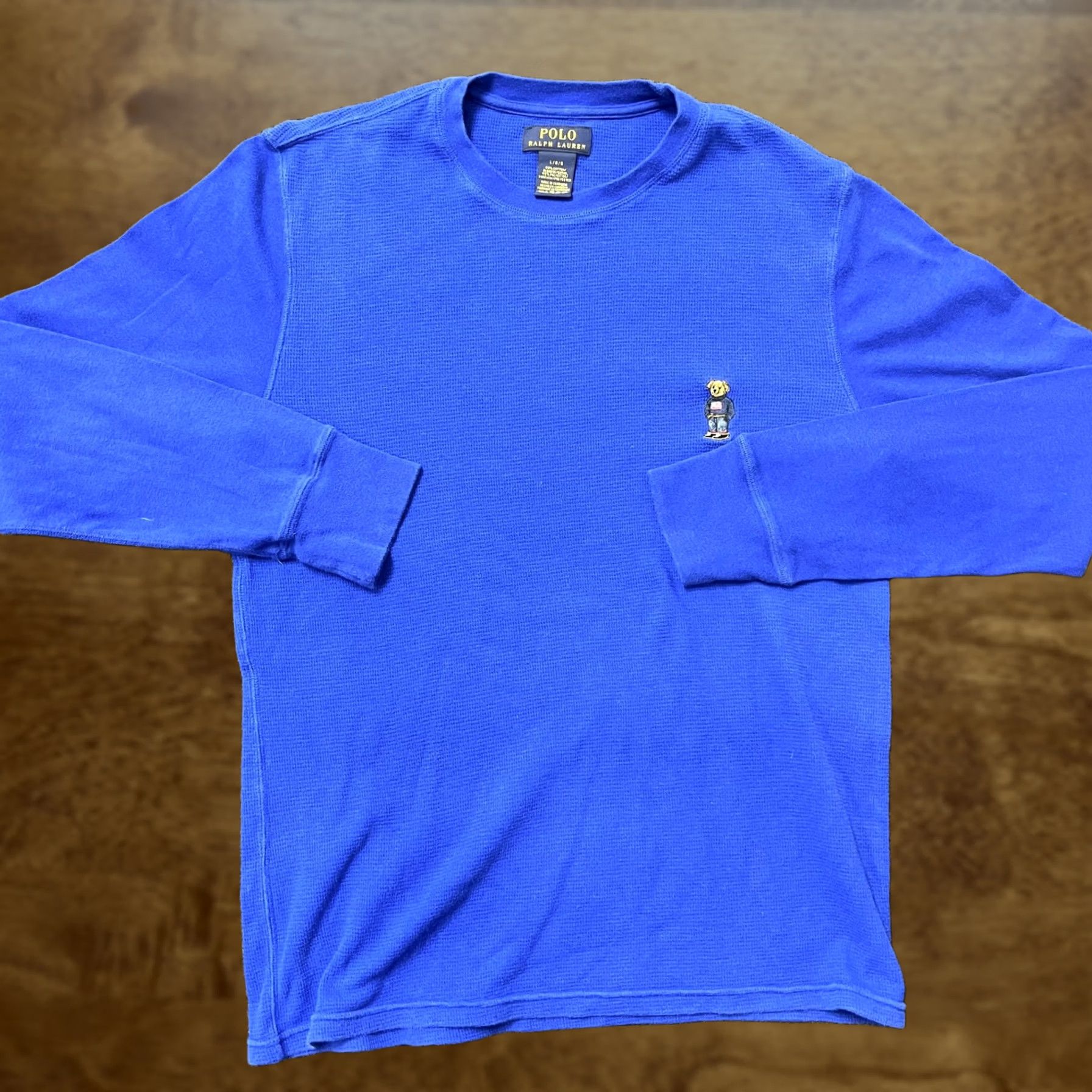 Polo Ralph Lauren Polo Ralph Lauren Shirt Mens Large Blue Thermal Waffle Long Sleeve Polo Bear Size US L / EU 52-54 / 3 - 1 Thumbnail