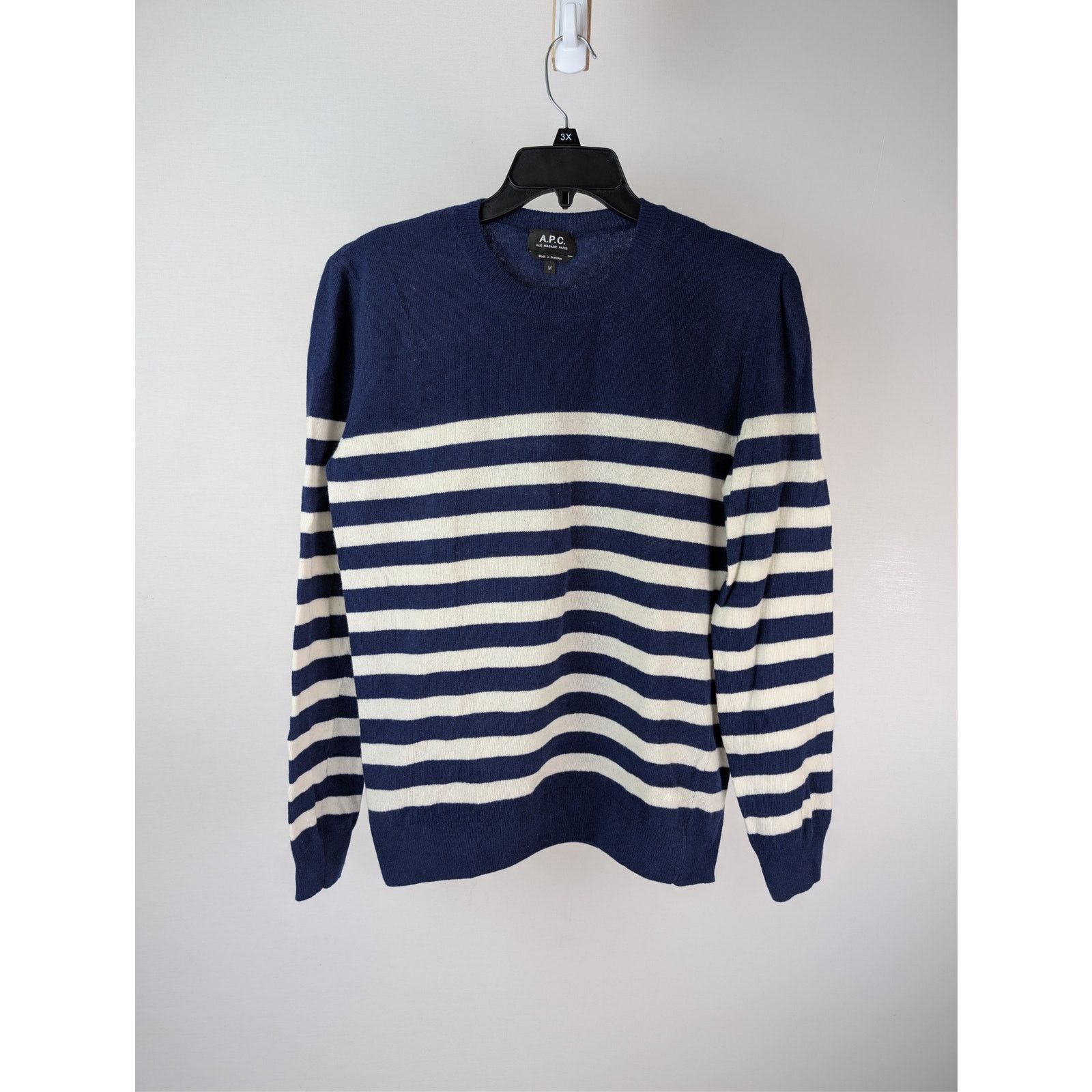 A.P.C. o1rshd1 CC20 Men's Ismael Striped Crew Knit sweater in Navy Size US M / EU 48-50 / 2 - 2 Thumbnail