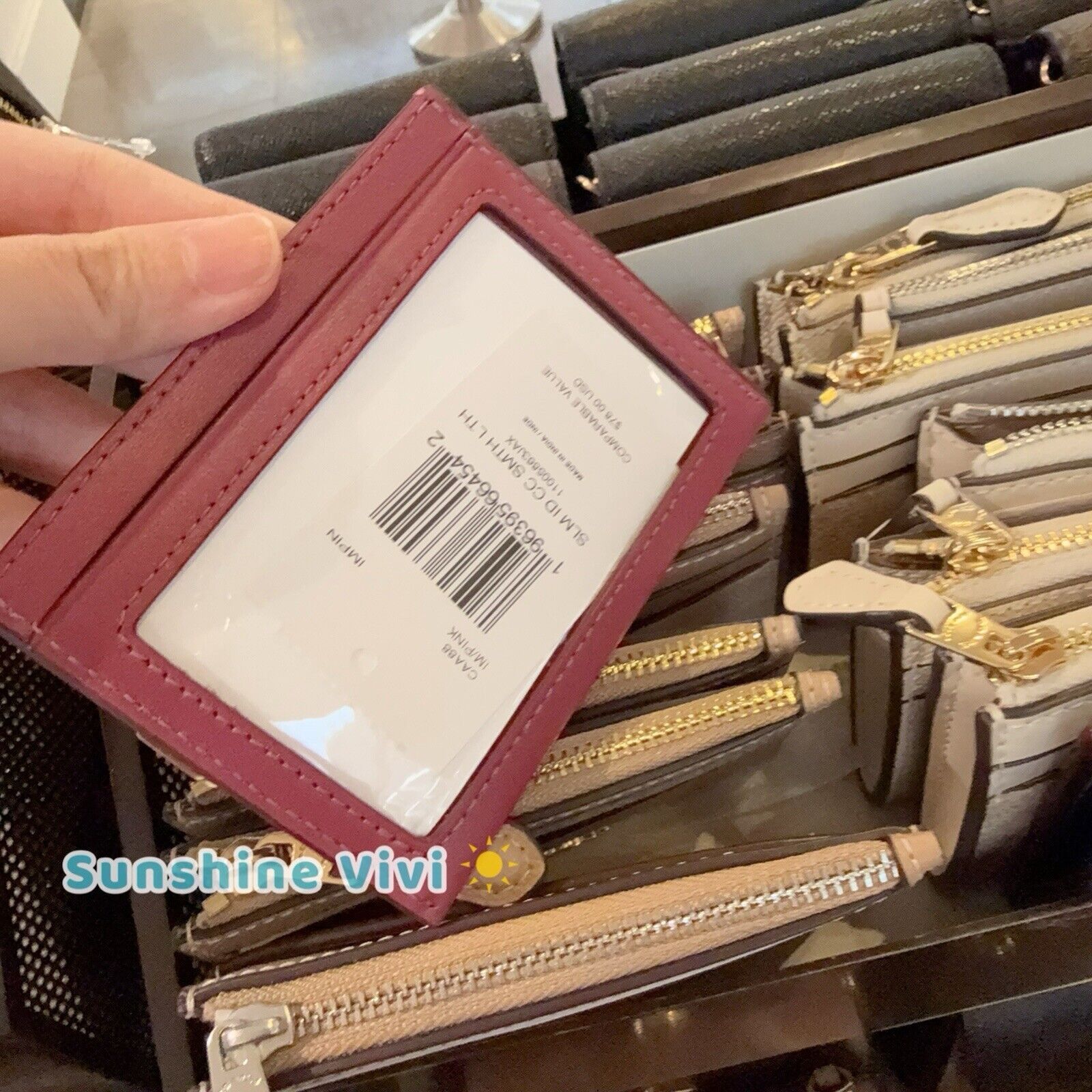 Coach NWT COACH ID Card Case Wallet Leather Pink Gold CAA88 Size ONE SIZE - 3 Thumbnail