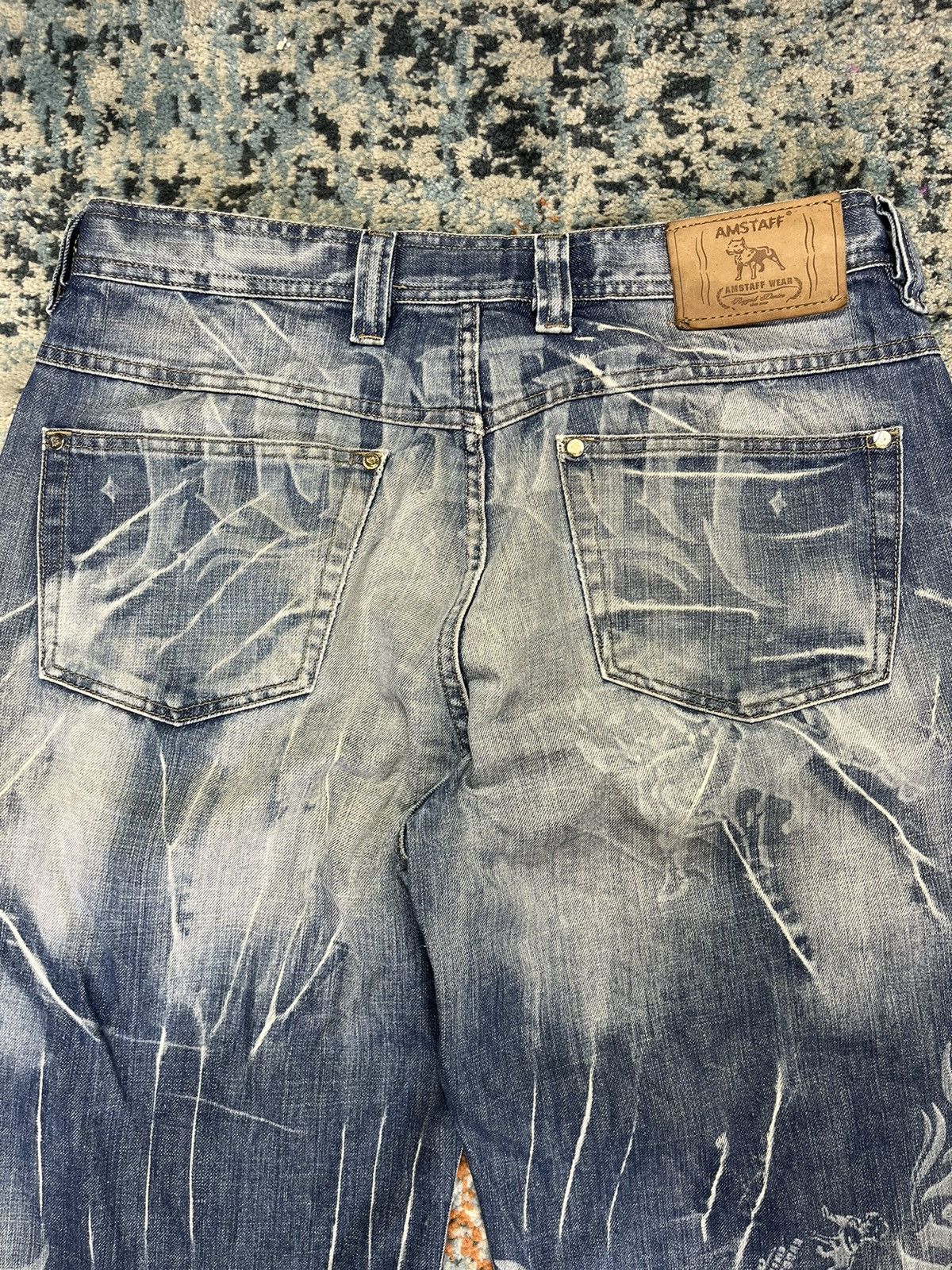 Japanese Brand × Vintage Vintage y2k Amstaff Wear print denim pitbull AOP graphic Size US 34 / EU 50 - 21 Thumbnail