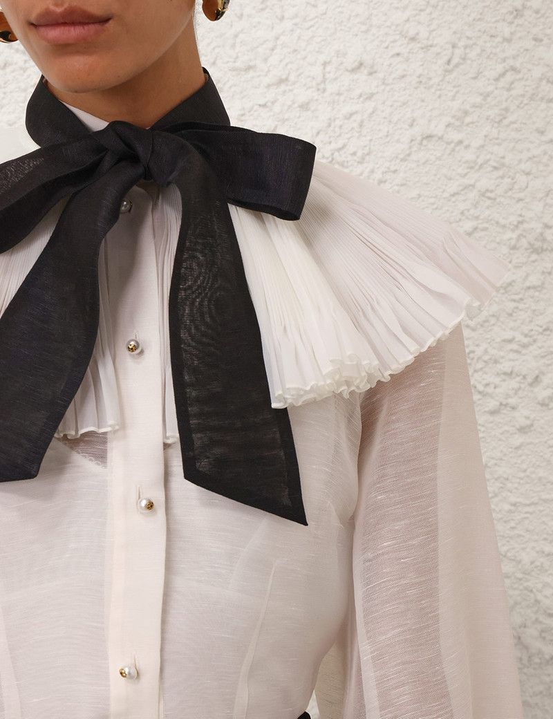 Zimmermann oc11z0226 Illuminate Pierrot Shirt In White Size XS / US 0-2 / IT 36-38 - 5 Thumbnail