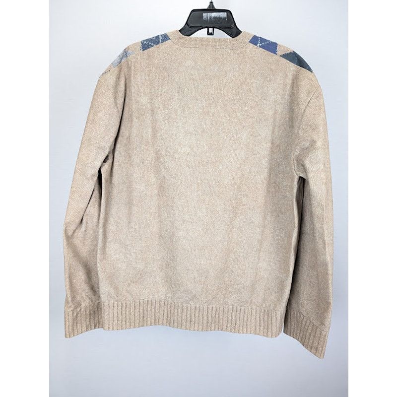 Bottega Veneta o1rshd1 Argyle Printed Leather Sweater in Camel/Grey/Blue Size US M / EU 48-50 / 2 - 9 Thumbnail