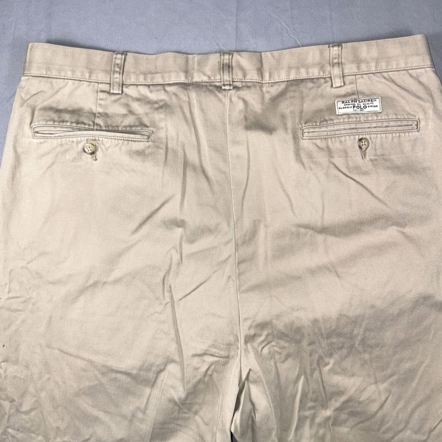 Polo Ralph Lauren Polo Ralph Lauren Andrew Pants Mens 40x36 Beige Pleated Cargo Chino Classic Fit Size US L / EU 52-54 / 3 - 6 Thumbnail
