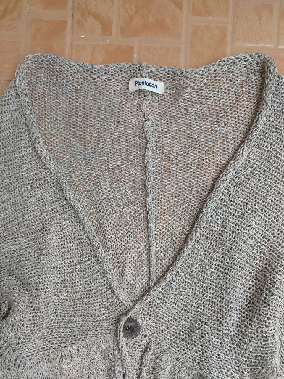 Issey Miyake PLANTATION CROCHET KNIT CARDIGAN BEIGE SIZE M Size M / US 6-8 / IT 42-44 - 2 Thumbnail