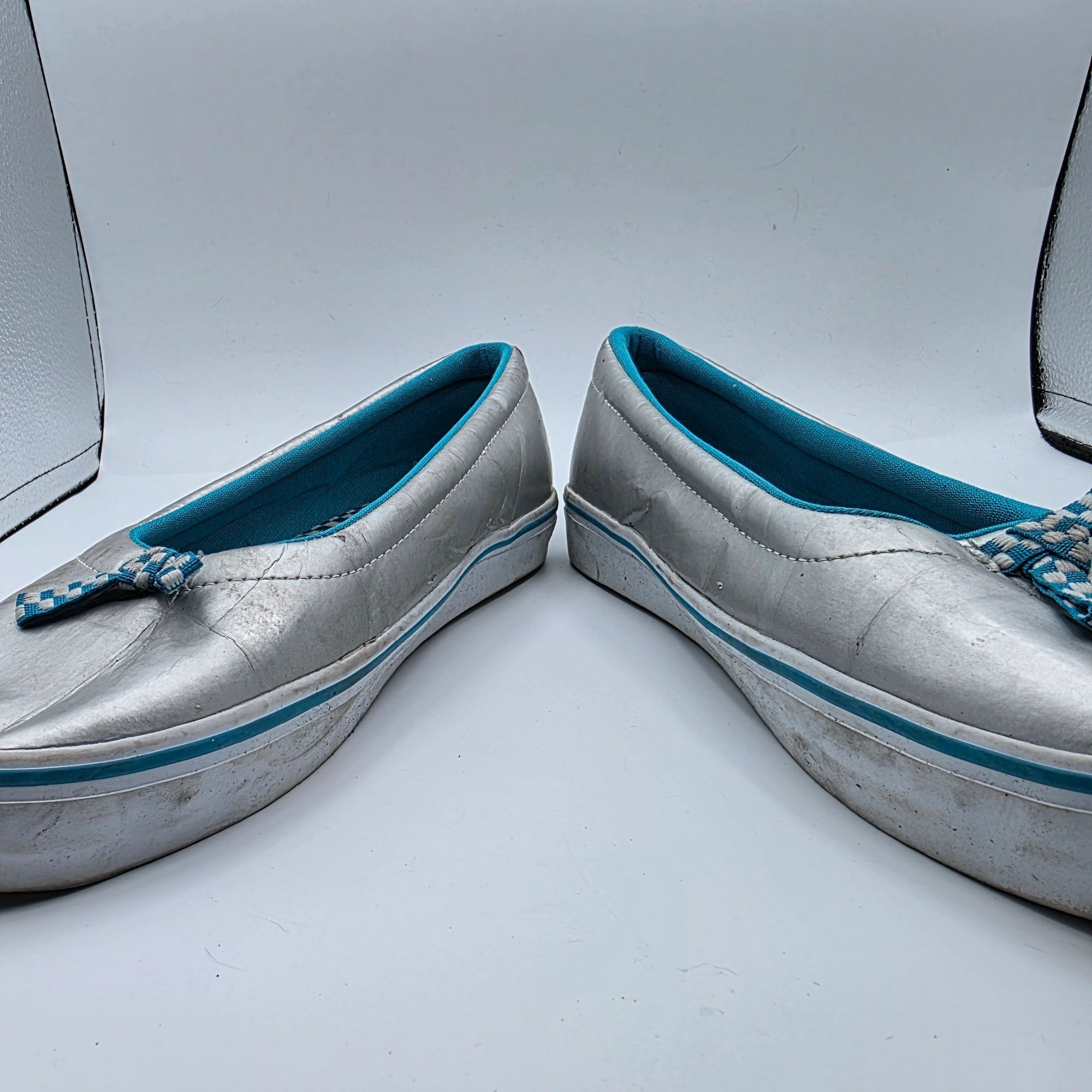 Vans Vans X David & Goliath Womens Size 10 Silver Flat Slip On Sh Size US 10 / IT 40 - 3 Thumbnail