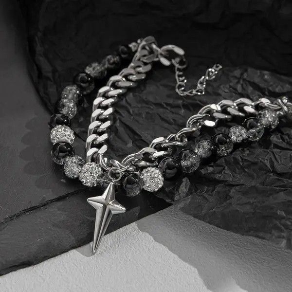 Jewelry STAR Gemstone Layered Chain Link Bracelet Size ONE SIZE - 5 Thumbnail