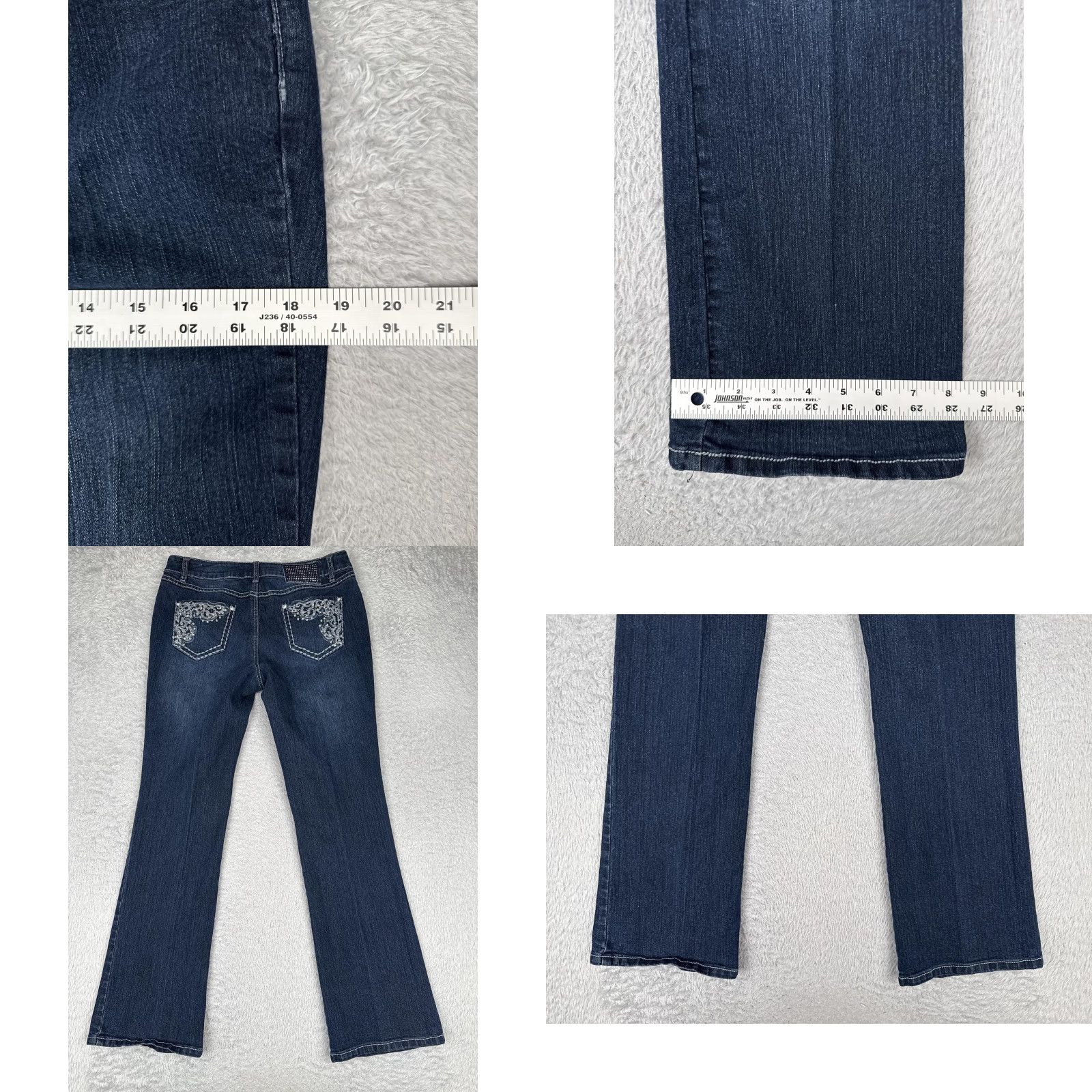 Vintage Passports Jeans Womens 8 Blue Straight Leg Mid Rise Embroidered Rhinestone Denim Size 30" / US 8 / IT 44 - 9 Thumbnail