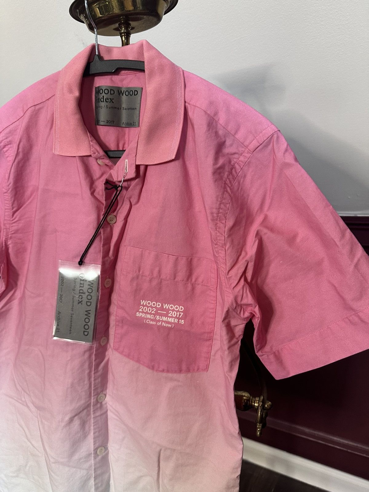 Wood Wood WOOD WOOD Denmark pink gradient S/S shirt w tags Size US S / EU 44-46 / 1 - 2 Thumbnail