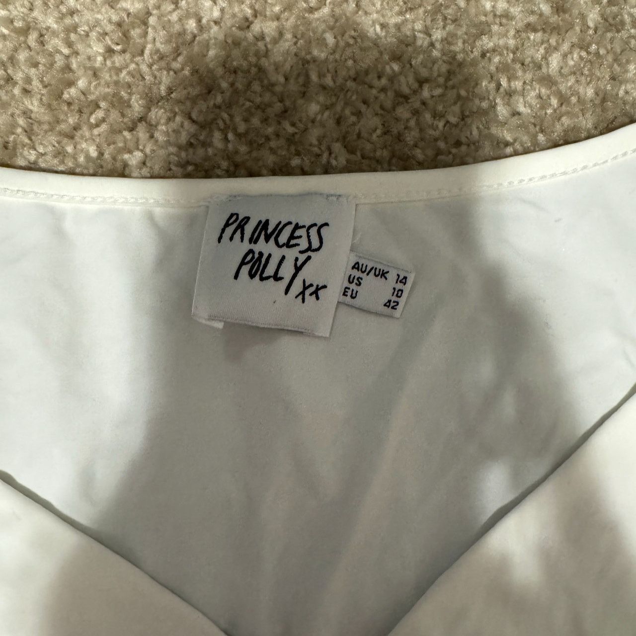 PRINCESS POLLY Princess Polly Long Sleeve White Cut Out Ring Top Size L / US 10 / IT 46 - 3 Thumbnail