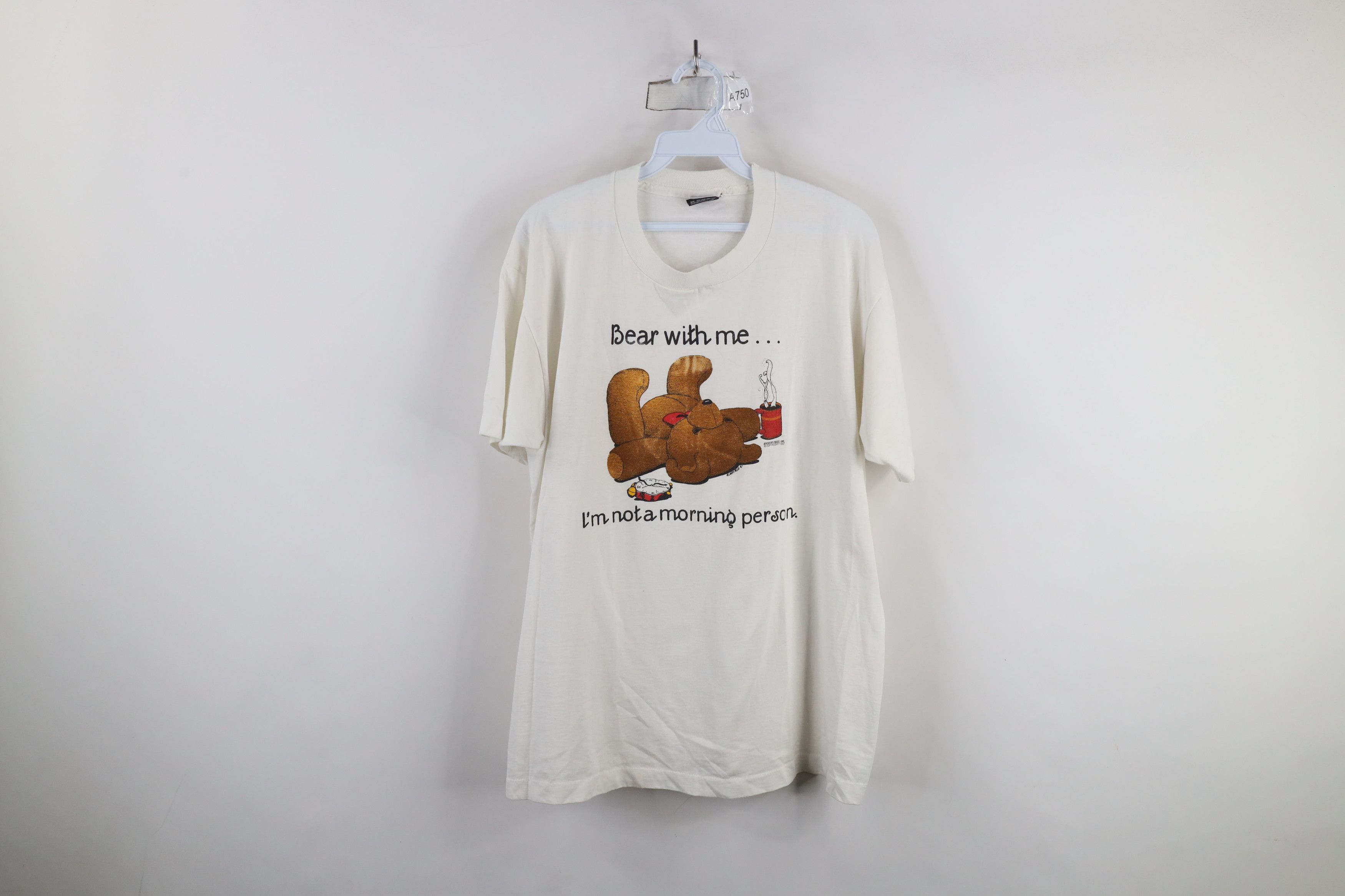 Vintage Vintage 90s Bear With Me Not A Morning Person T-Shirt USA Size L / US 10 / IT 46 - 1 Thumbnail
