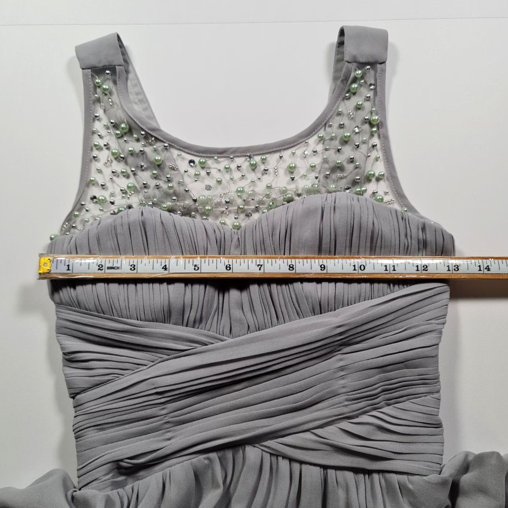 Vintage Little Mistress Womens Maxi Dress Grey UK 8 Sleeveless Embellished Gown XS Size M / US 6-8 / IT 42-44 - 4 Thumbnail