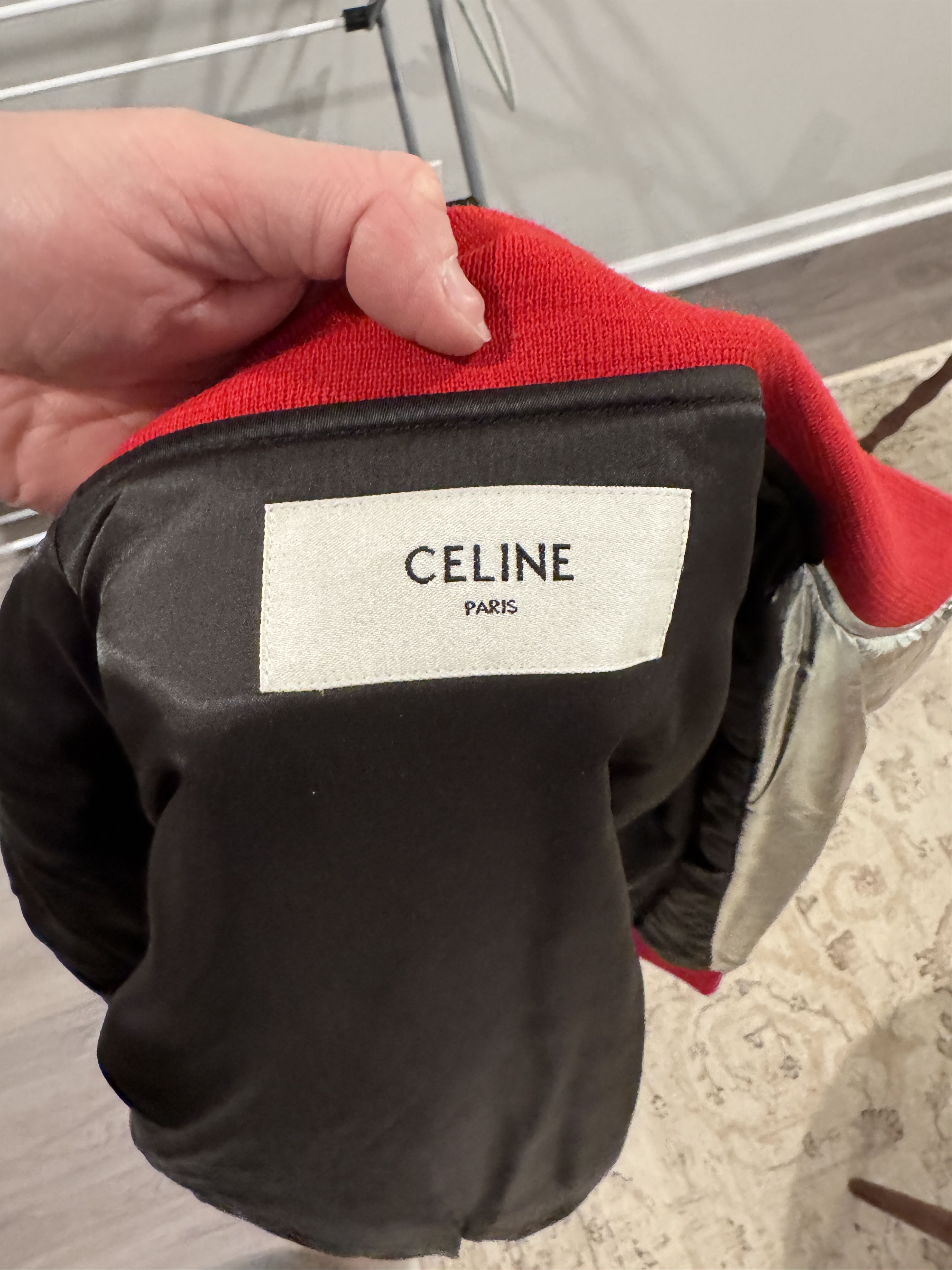 Celine CELINE Metallic Silver Varsity Bomber - Size 54 Size US L / EU 52-54 / 3 - 3 Thumbnail