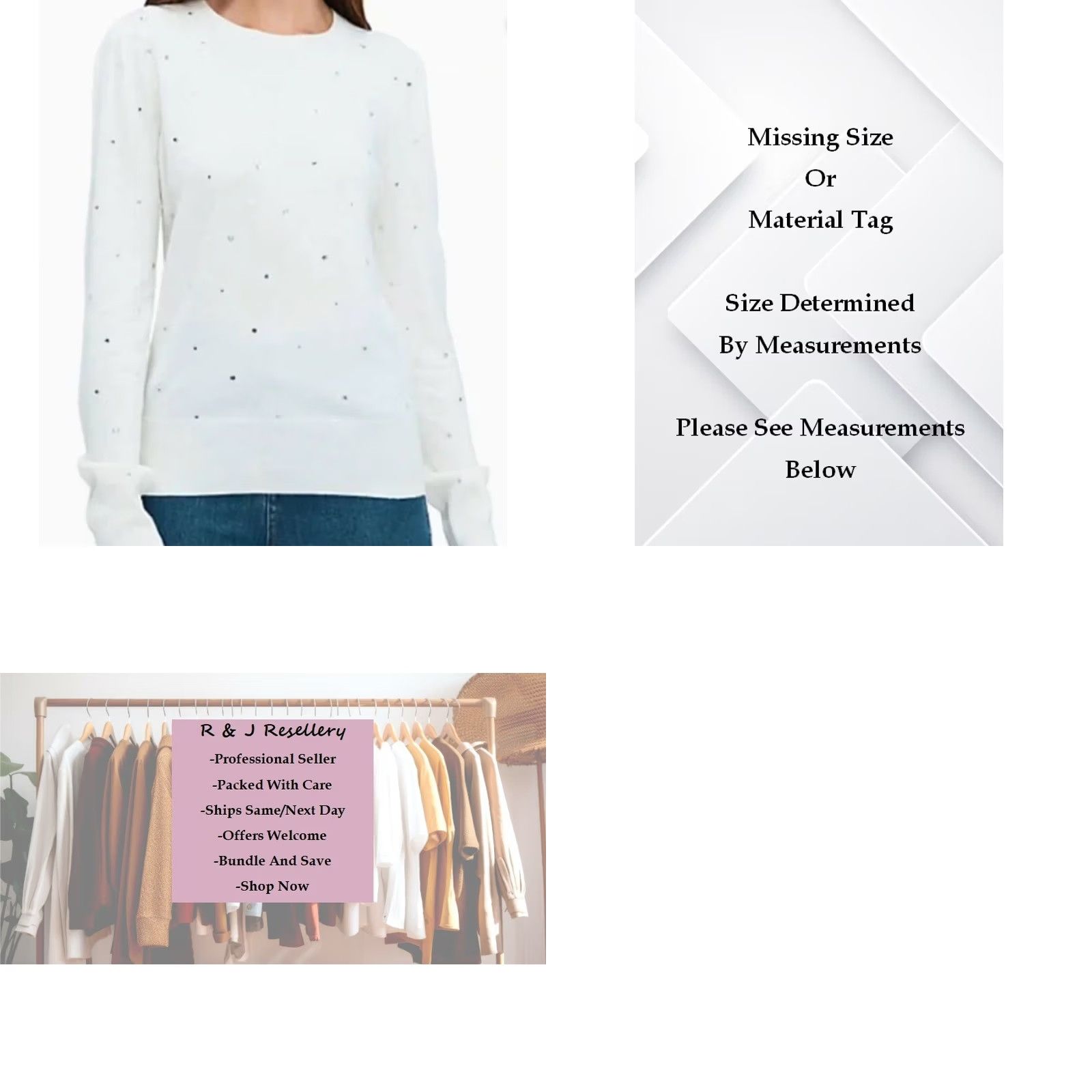 Vintage Kate Spade Women's Sweater Knit Rhinestone White M Size M / US 6-8 / IT 42-44 - 8 Thumbnail