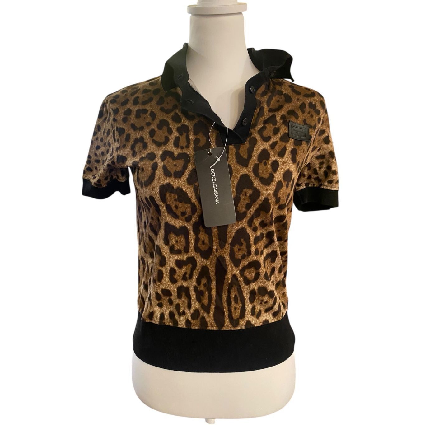 Dolce & Gabbana Dolce & Gabbana Short Sleeve Polo Top in Leopard Size 36 (US 4) Size S / US 4 / IT 40 - 5 Thumbnail