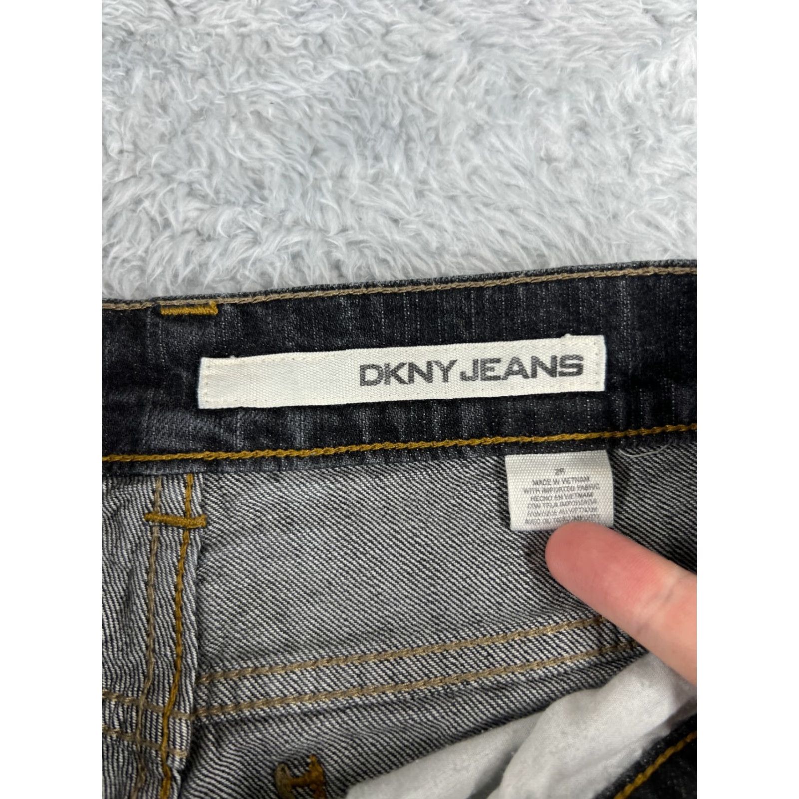DKNY DKNY Pants Womens 2 Black Denim Jeans Flared Dark Wash Distressed Cotton 25x31 Zip Button Size 26" / US 2 / IT 38 - 6 Thumbnail