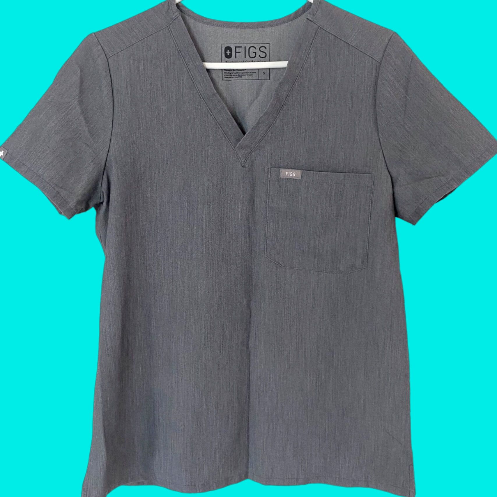 Vintage FIGS Caterina One-Pocket Scrub Top Women's Small Gray Stretch Short Sleeve Size S / US 4 / IT 40 - 1 Thumbnail