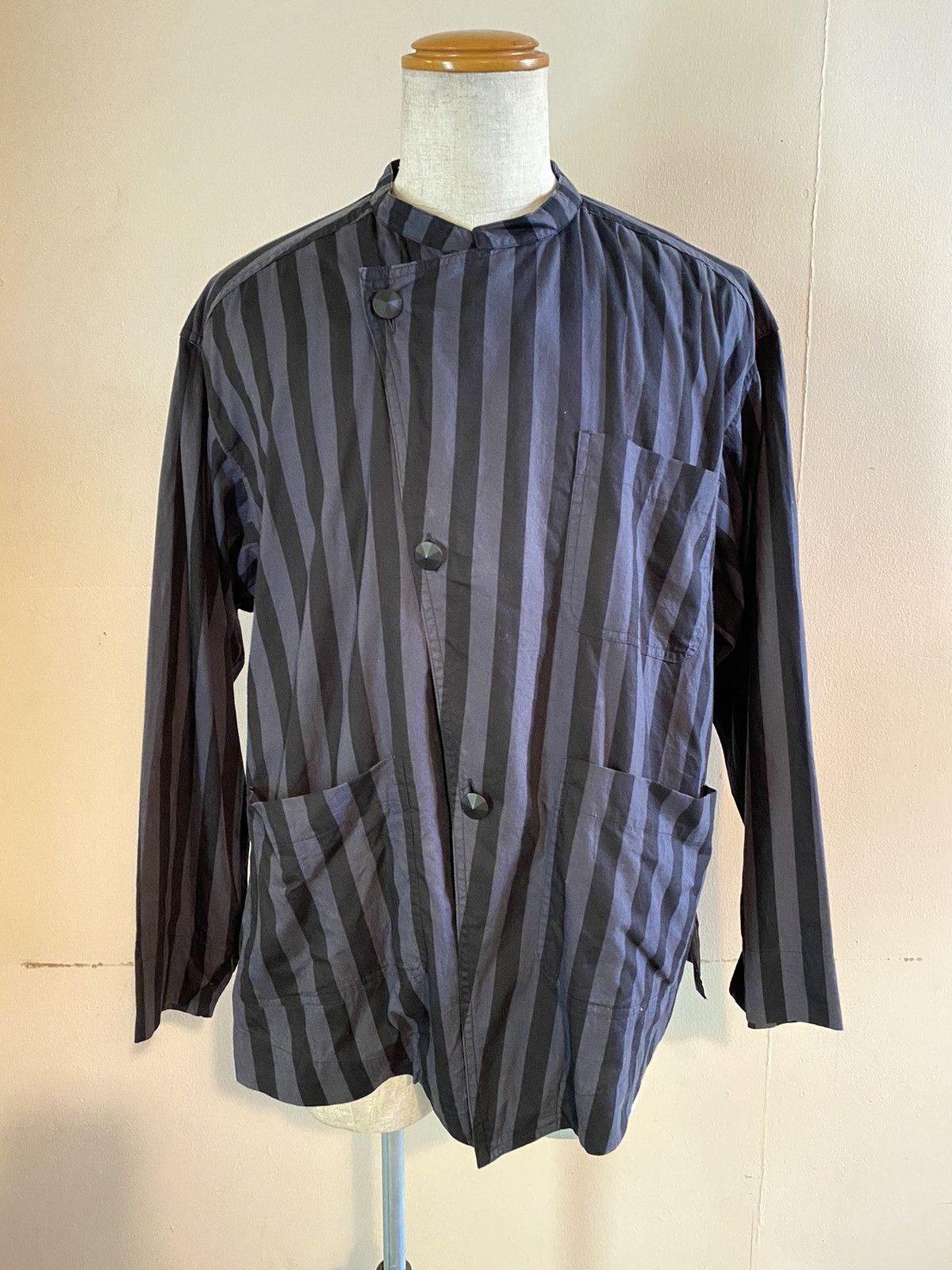 Designer × Japanese Brand KRO' FOFRO Stripes Mandarin Collar shirt Size US XL / EU 56 / 4 - 2 Thumbnail