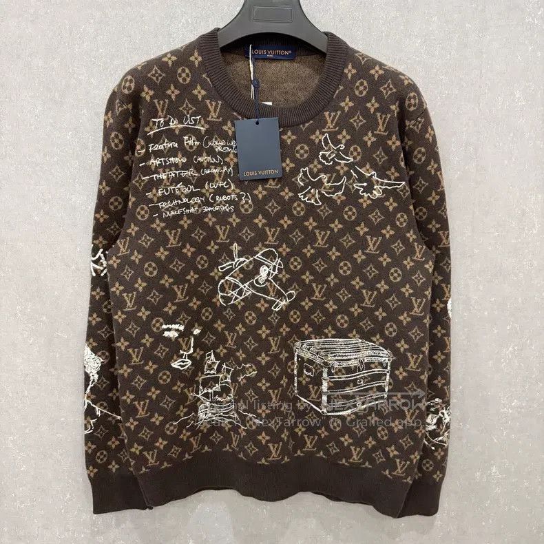 Louis Vuitton Louis Vuitton Graffiti Embroidered Wool Sweater Size US XL / EU 56 / 4 - 1 Thumbnail