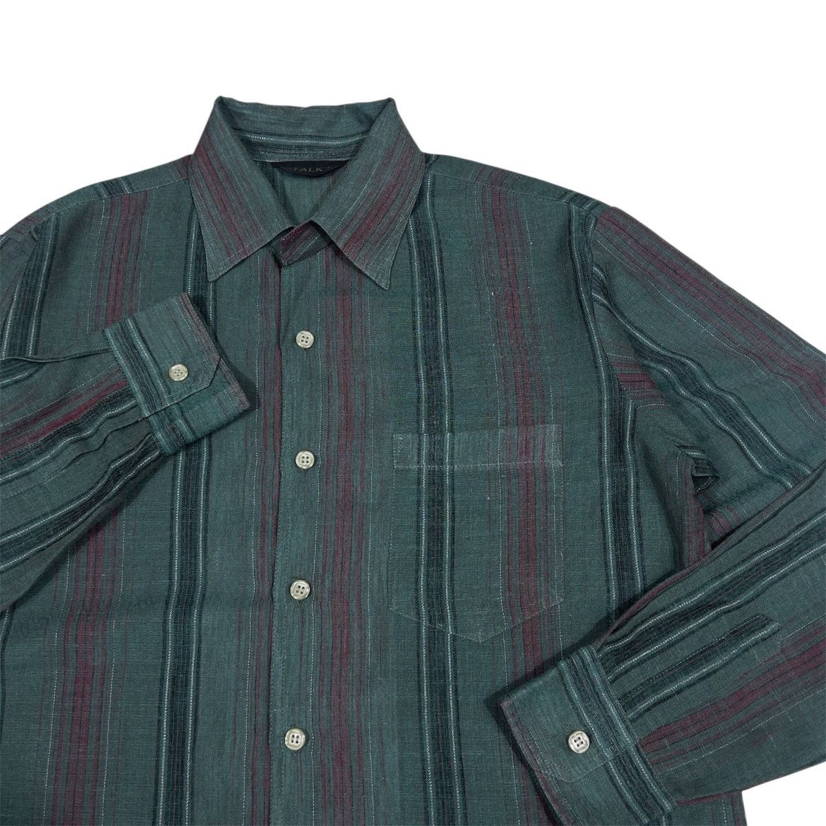 Other Talk Green Plaid Stripe Button Up Longsleeves Shirt Size US L / EU 52-54 / 3 - 3 Thumbnail