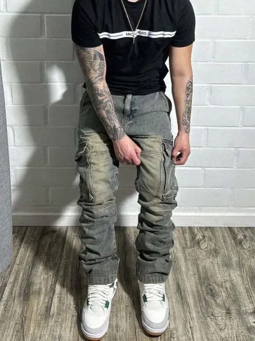 Designer Kinuka x Ayako Washed Distressed Cargo Loose Fit Pants Size US 32 / EU 48 - 2 Thumbnail