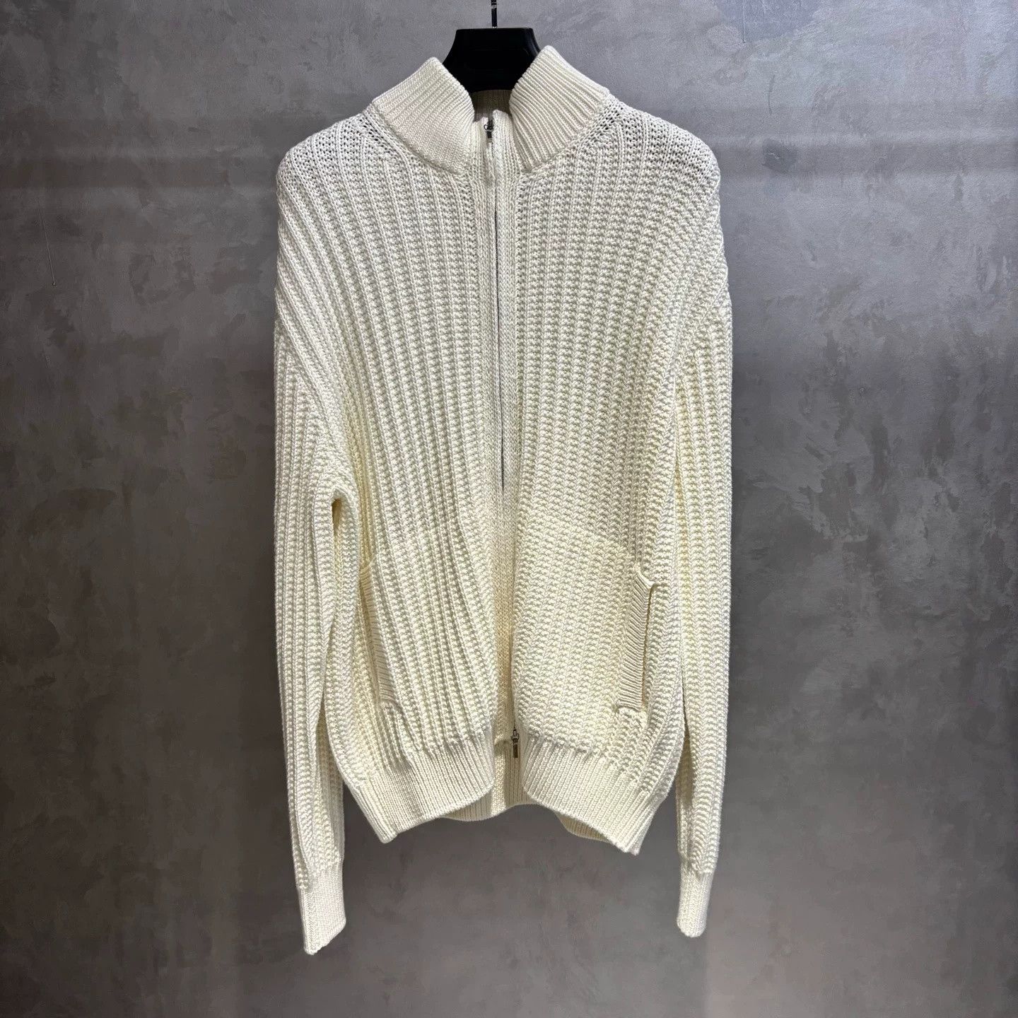 Loro Piana Loro Piana Ribbed Pilot Collar Cashmere Sweater Size US XXS / EU 40 - 1 Thumbnail