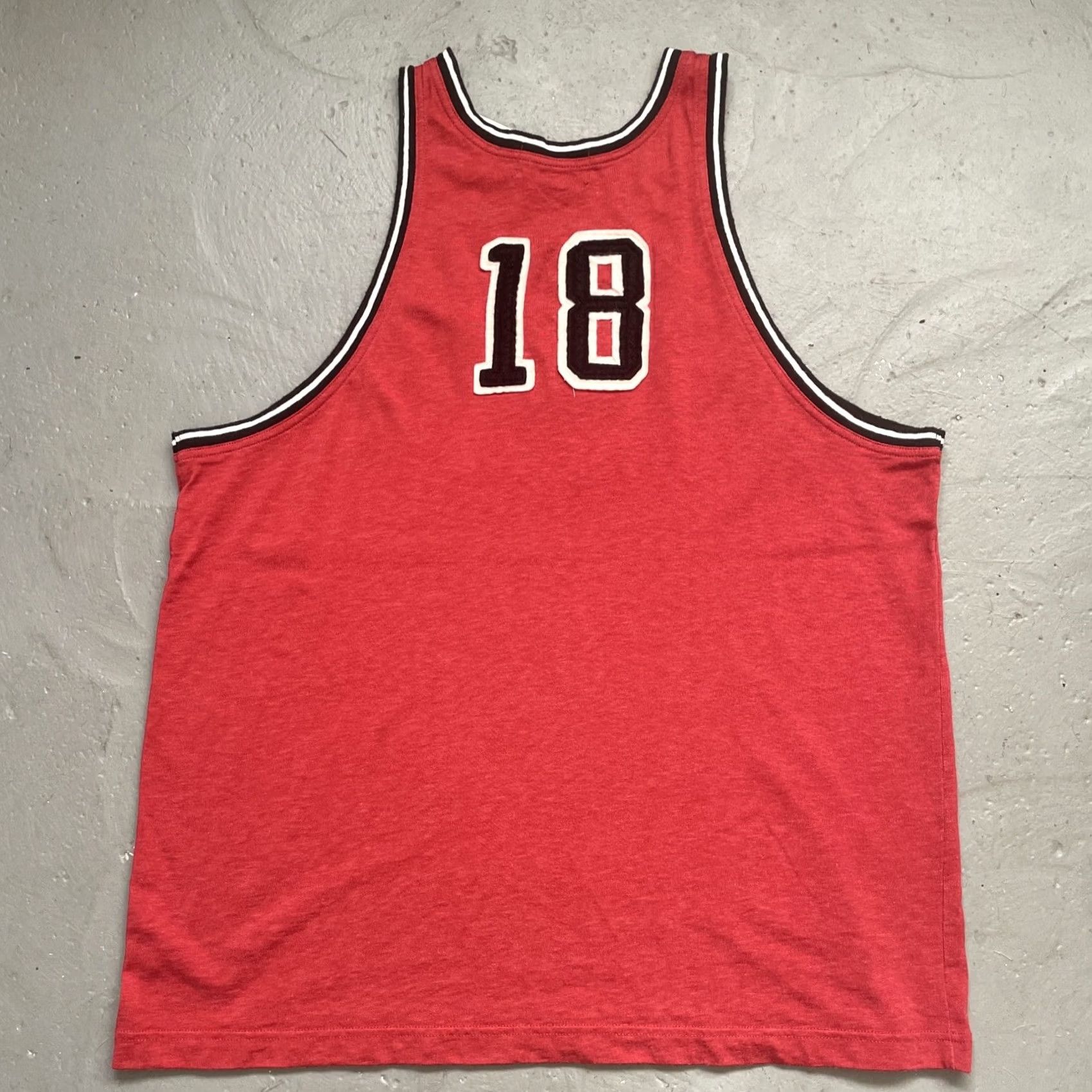 Vintage VINTAGE Polo Sport Shirt Unisex Adults L Red 1990s Spell Out Basketball Tank Top Jersey NWT Size US L / EU 52-54 / 3 - 6 Thumbnail