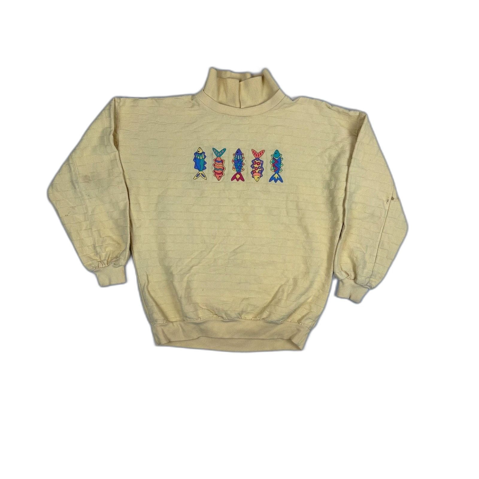 Vintage Vintage 90s Crazy Shirts Mock Neck Fish Graphic Sweatshirt Y Size US XS / EU 42 / 0 - 1 Thumbnail