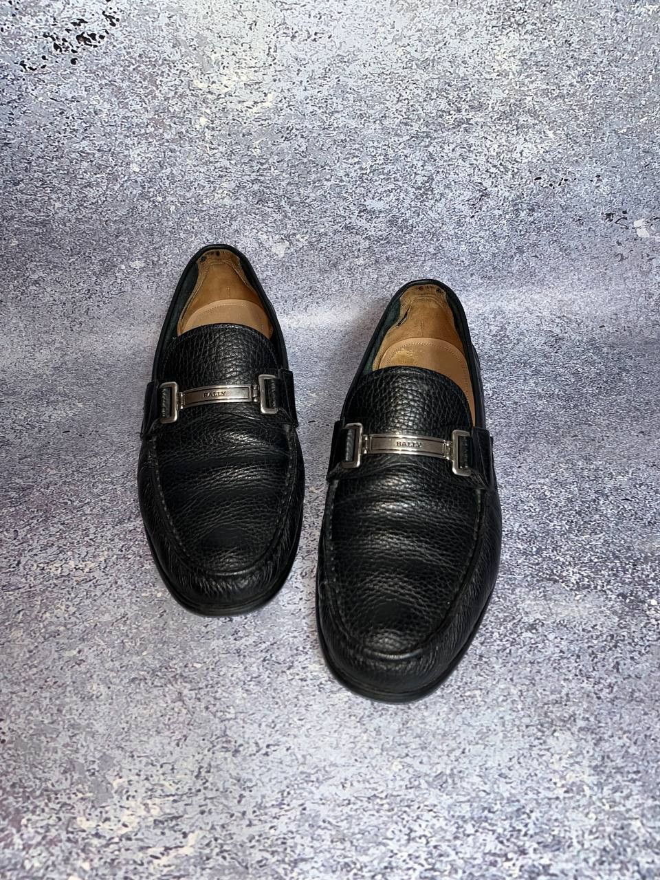 Bally Bally Grained Black Leather Silver Logo Loafers boots dress Size US 10 / EU 43 - 3 Thumbnail
