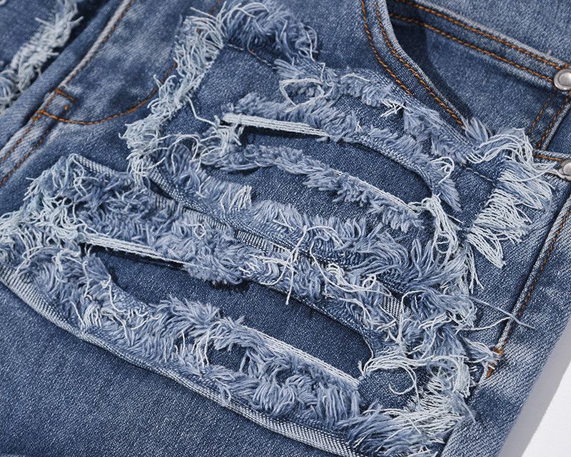 Japanese Brand × Vintage Retro Hole Ripped Distressed Straight Jeans Size US 29 - 7 Thumbnail