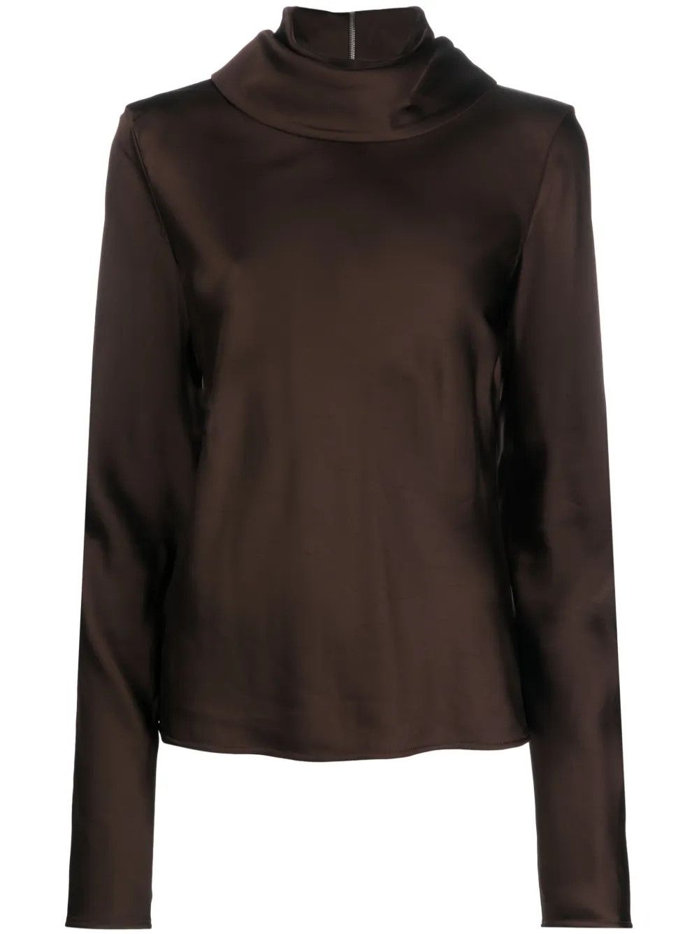 Jil Sander o1y1025 Long Sleeves Blouse in Dark Brown Size S / US 4 / IT 40 - 1 Thumbnail