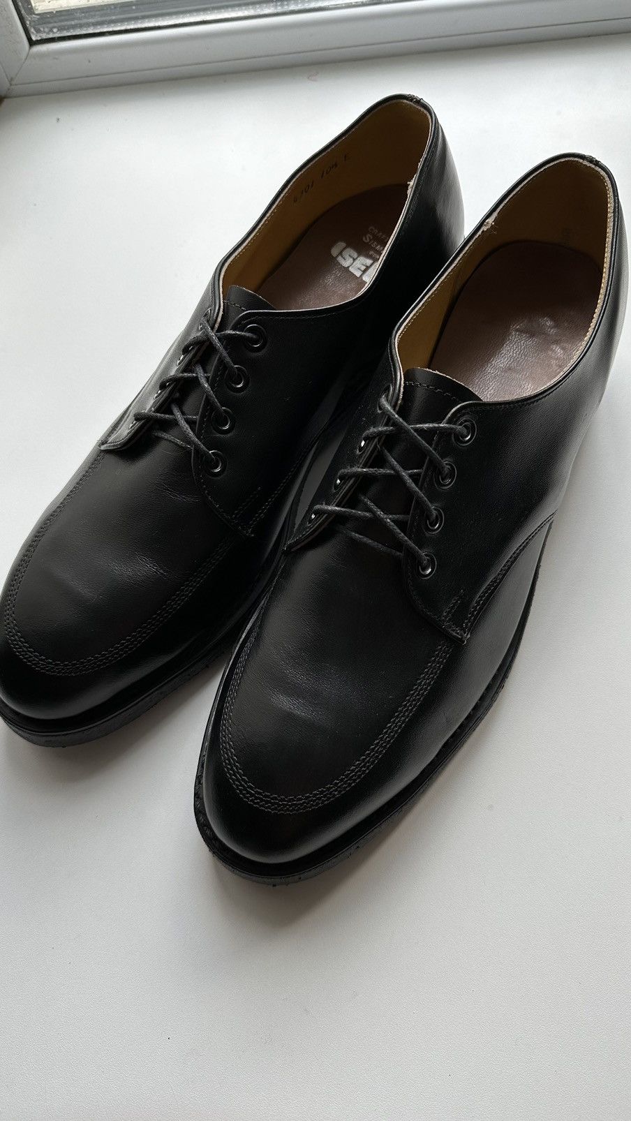 Designer Men Black Derby Classic Shoes Leather Size 45 Oil Resistant Size US 12 / EU 45 - 3 Thumbnail