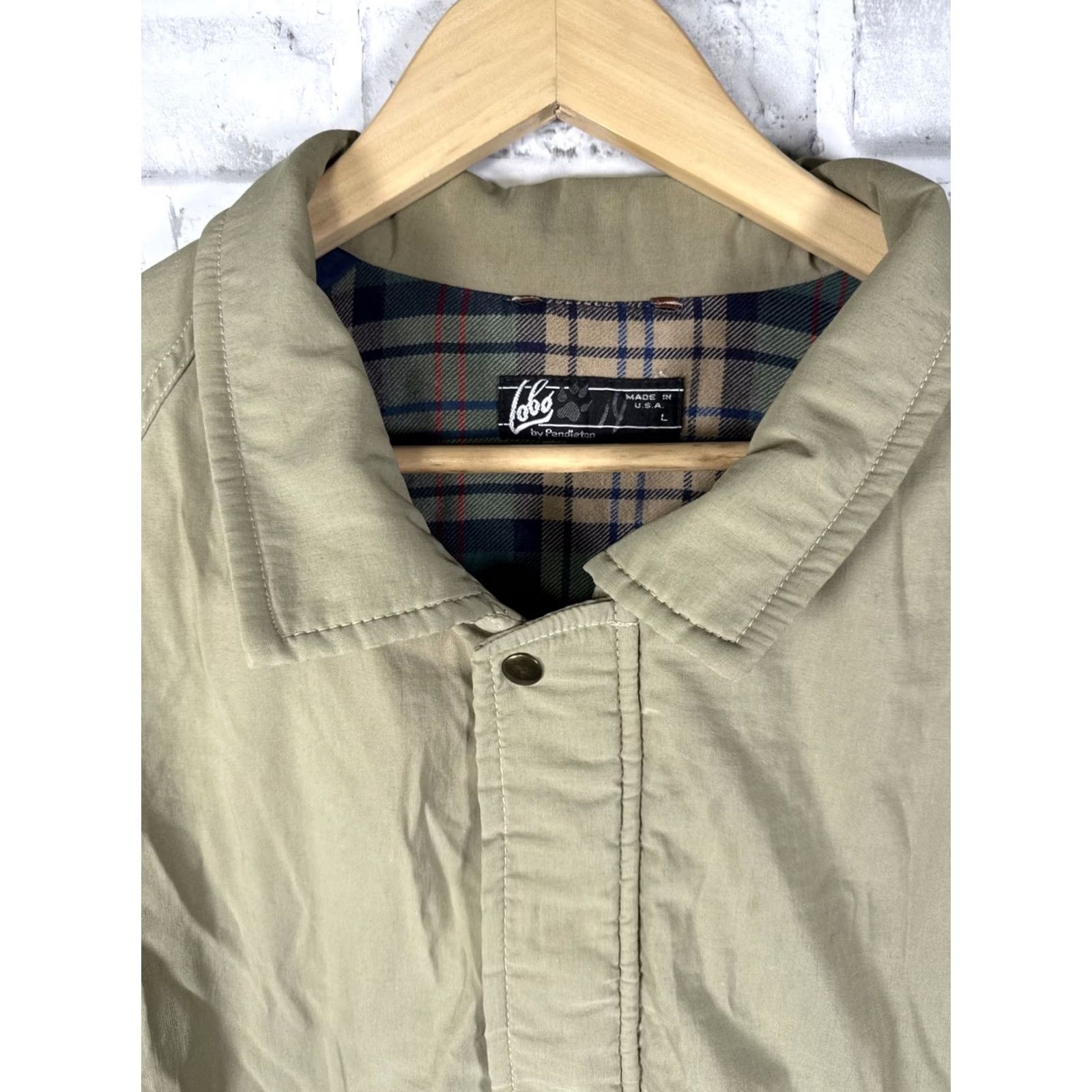 Pendleton VINTAGE Pendleton Lobo Beige Casual Jacket Plaid Lined Mens L Button-Up Shirt Size US L / EU 52-54 / 3 - 2 Thumbnail