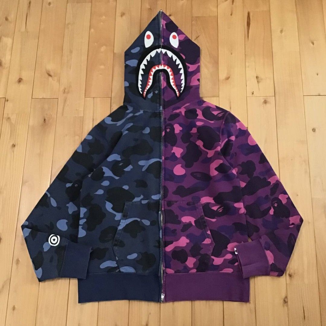 Bape BAPE Purple camo x Blue camo separate shark full zip hoodie Size US L / EU 52-54 / 3 - 2 Thumbnail