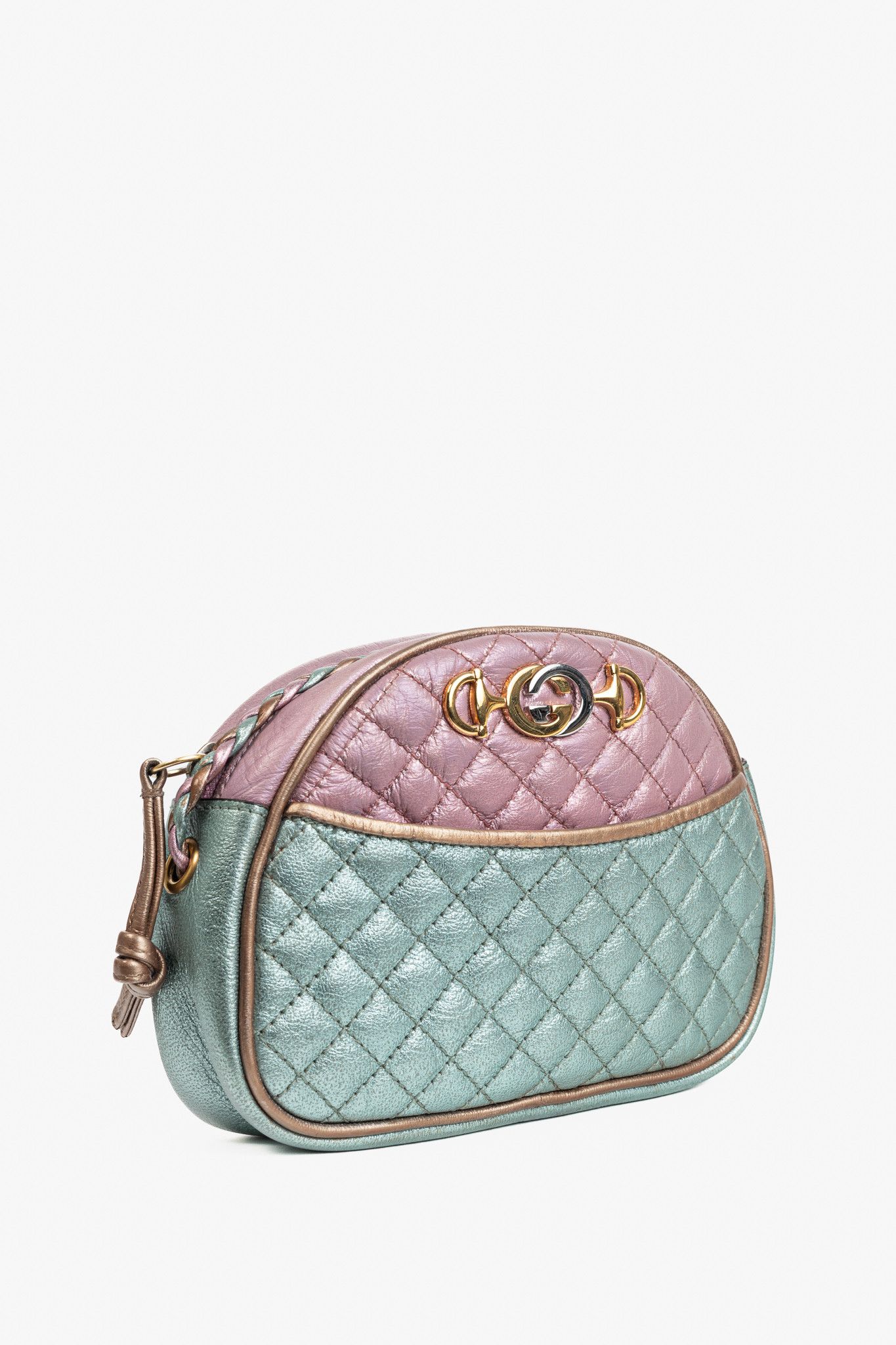 Gucci Gucci Zumi Pink & Blue Laminated Leather Quilted Mini Bag Size ONE SIZE - 2 Thumbnail