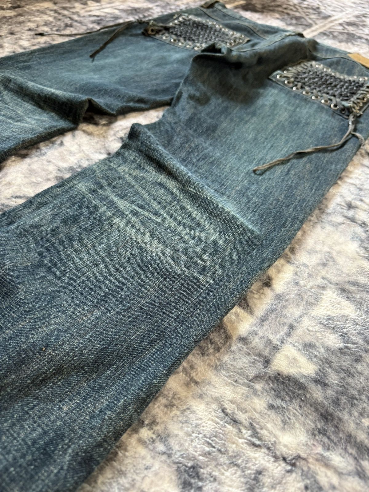 L7 Real Hip L7 Real Hip Leather Lace-up Braided Pocket Flared Jeans Size US 32 / EU 48 - 20 Thumbnail