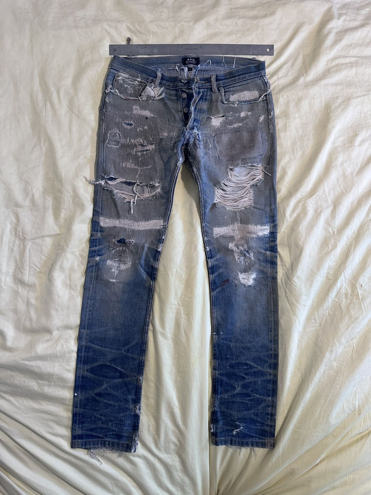 A.P.C. A.P.C. Distressed Denim Jeans – Heavy Fade – Tagged 3 Size US 29 - 1 Thumbnail