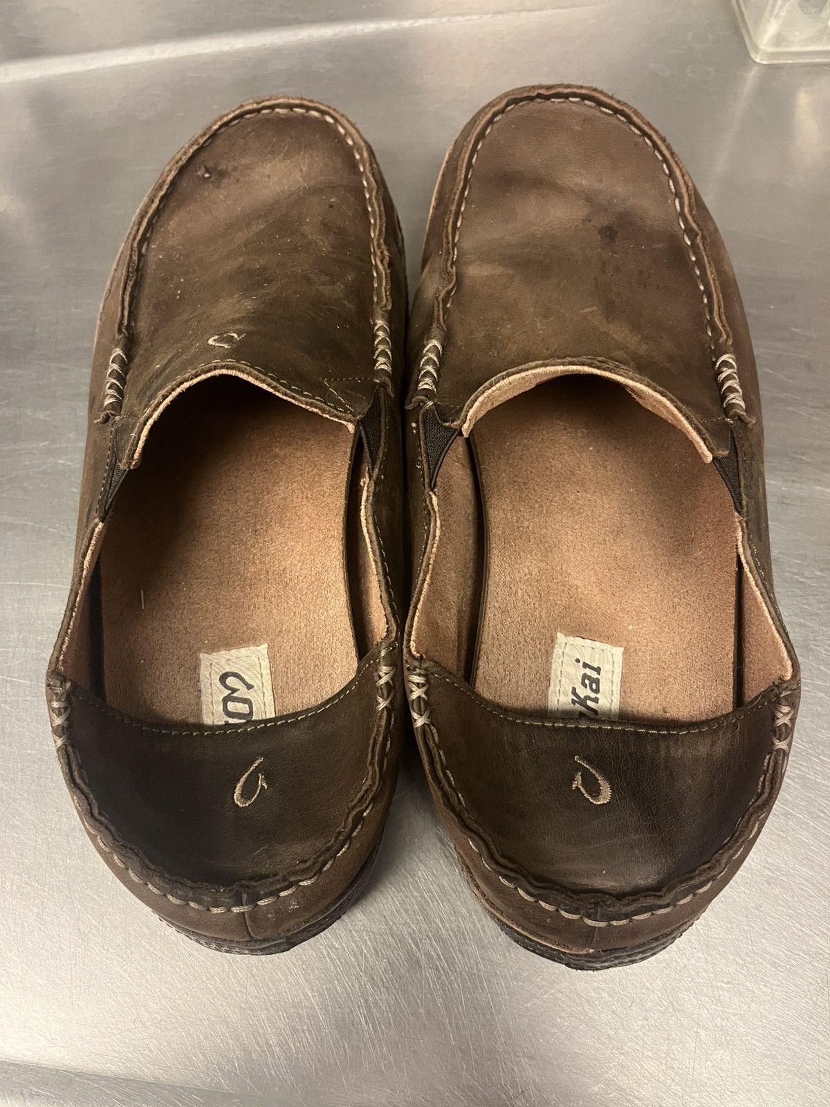 Olukai OluKai Moloa Men 9.5 Toffee Brown Leather Casual Slip Ons Size US 9.5 / EU 42-43 - 3 Thumbnail