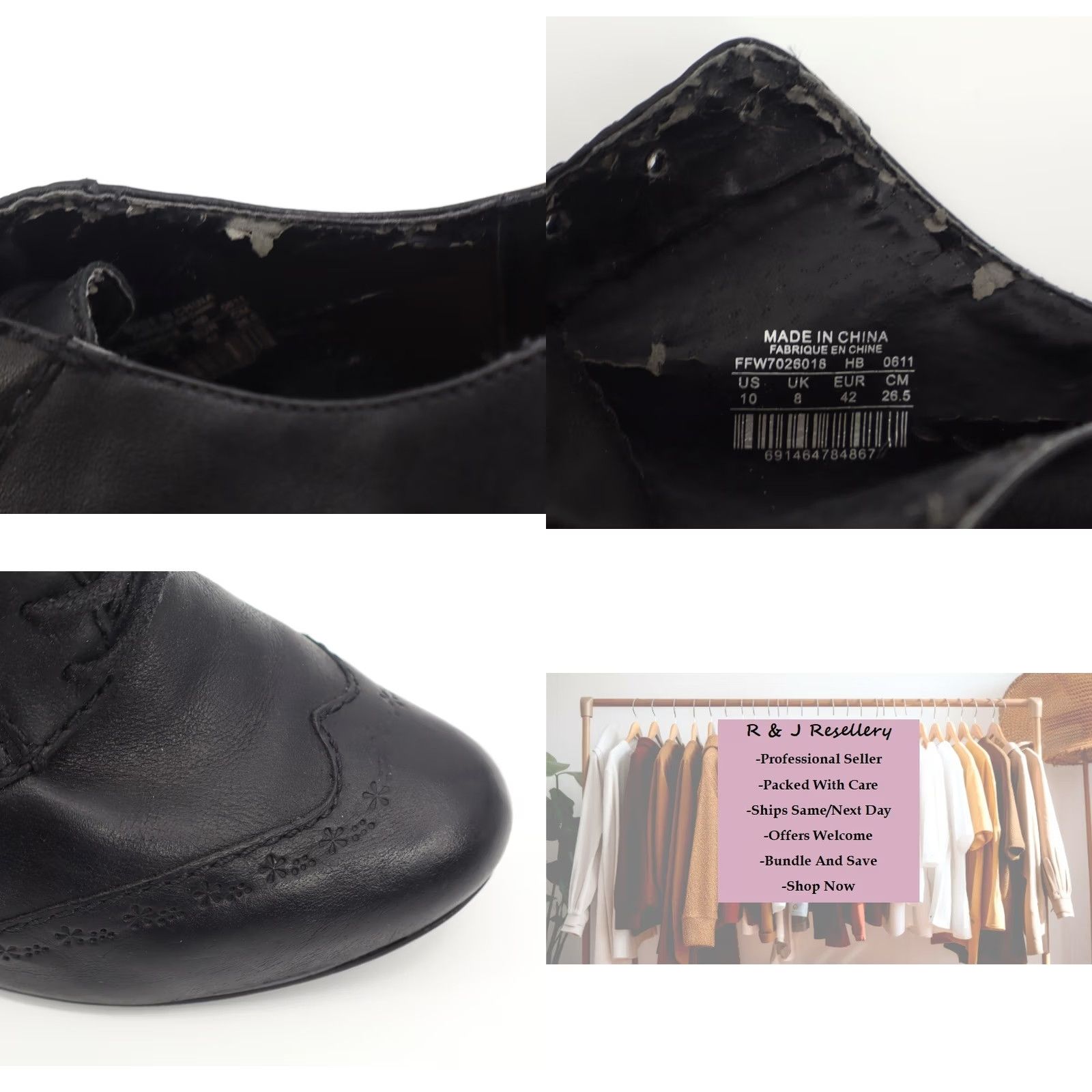 Fossil Fossil Women's Oxford Black Wingtip Lace Up Leather Heel Sz 10 Vintage No Mens Womens Gir ls? Size US 10 / IT 40 - 8 Thumbnail