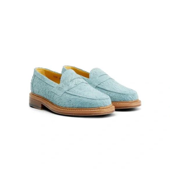 image of Blackstock Weber Blackstock & Weber The Ellis Suede Penny Loafer In Opal in Blue, Men's (Size 8)