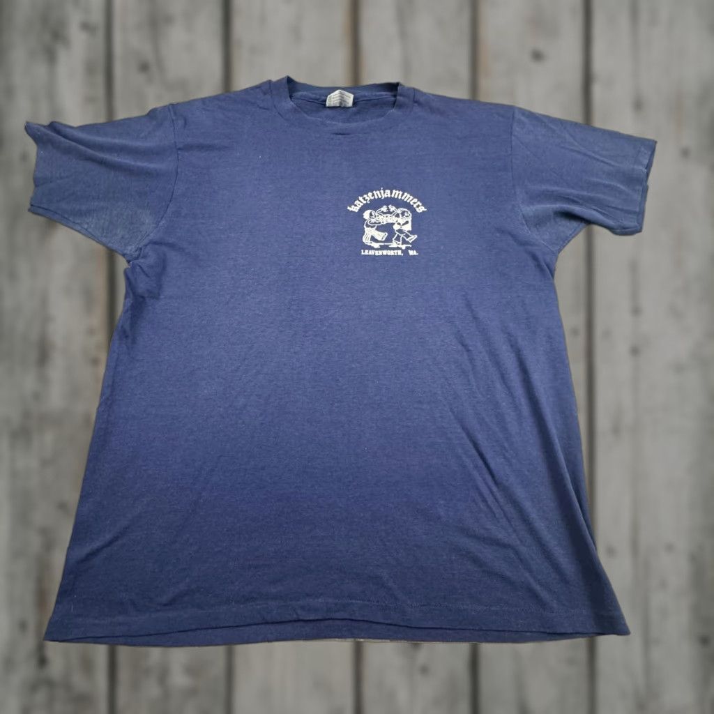 Hanes VINTAGE Katzenjammers Shirt Mens XL Blue Hanes 50/50 USA Leavenworth WA Classic Crew Neck Graphic Print Travel Souvenir Mens Size US XL / EU 56 / 4 - 1 Thumbnail