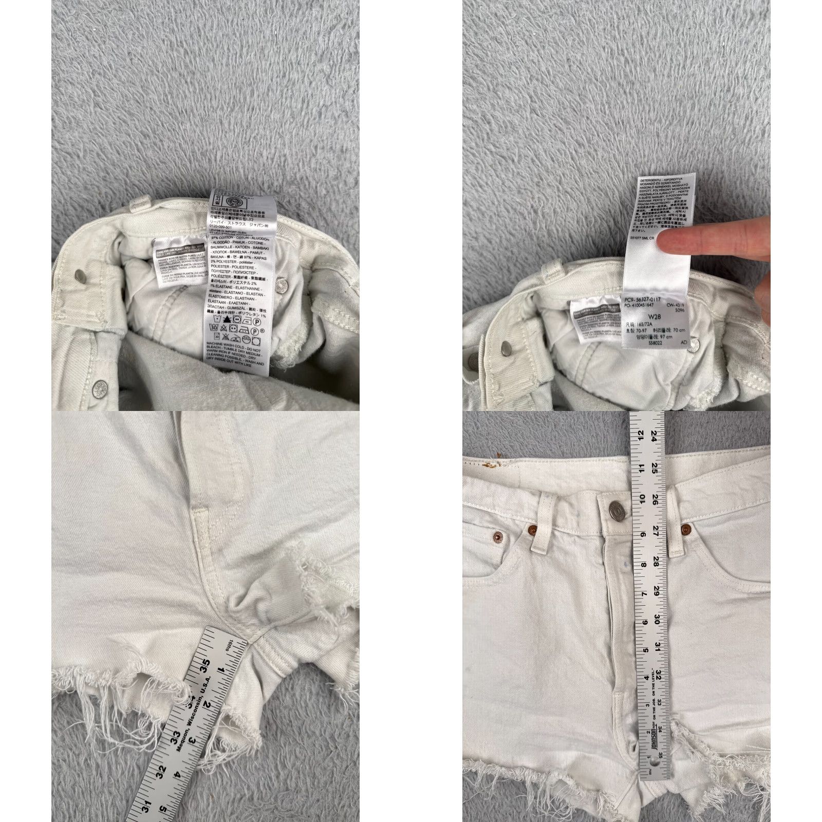 Levi's Levi's Shorts Womens 28 White Denim Cut-Off 501 Button Fly 28x3 Jeans Cotton Blend Shorts Woman Size 28" / US 6 / IT 42 - 8 Thumbnail