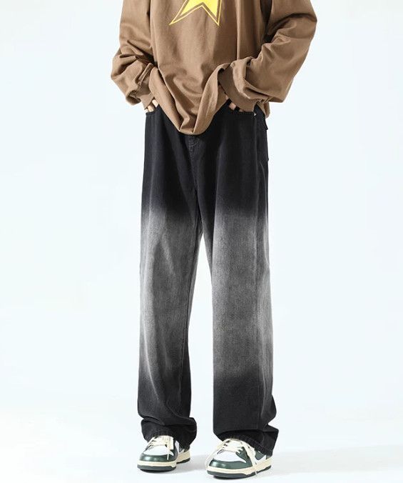 Japanese Brand Men's Trendy Loose-Fit Straight-Leg Gradient-Wash Jeans Size US 32 / EU 48 - 1 Thumbnail